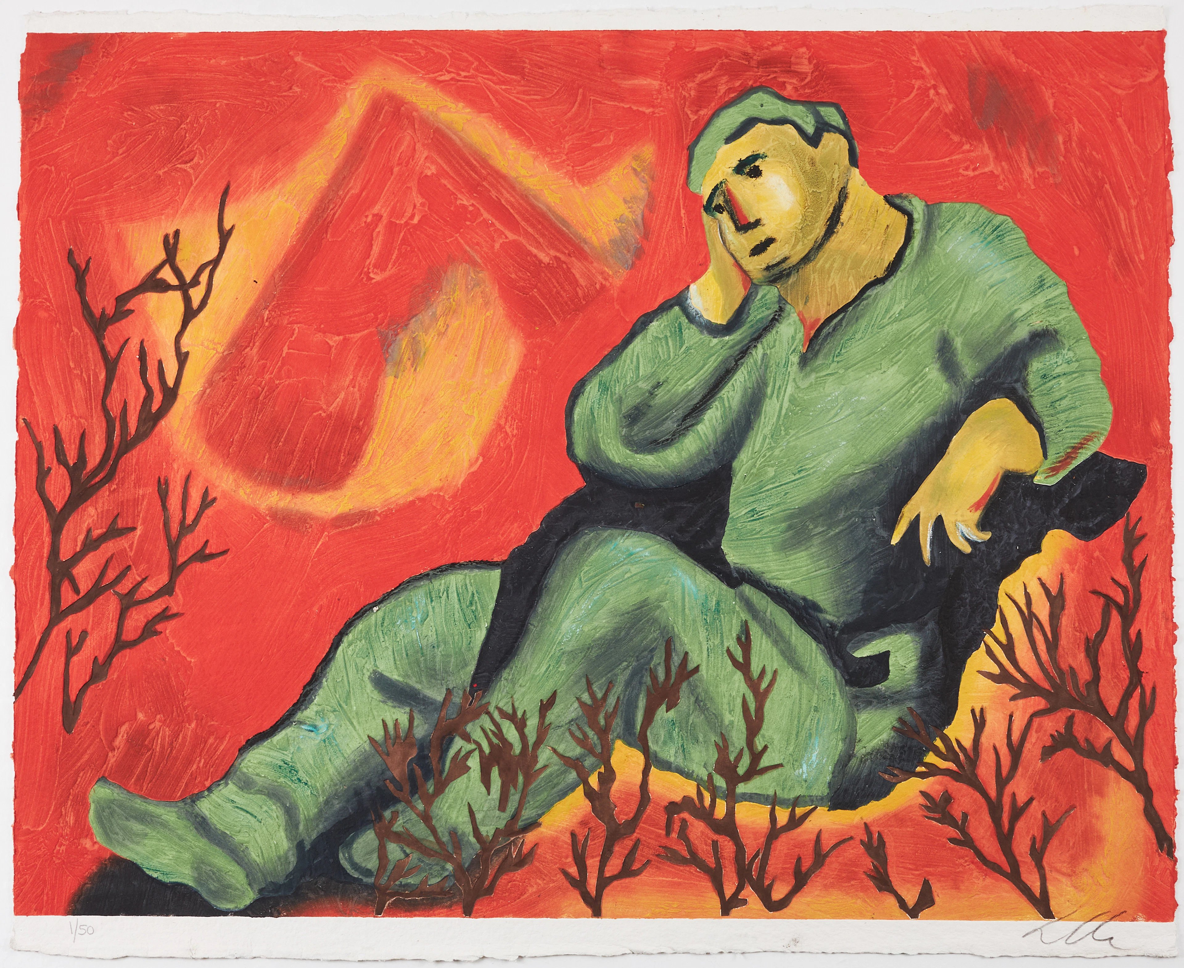 SANDRO CHIA (FÖDD 1946). figurscen, carborundumetsning, signerad och