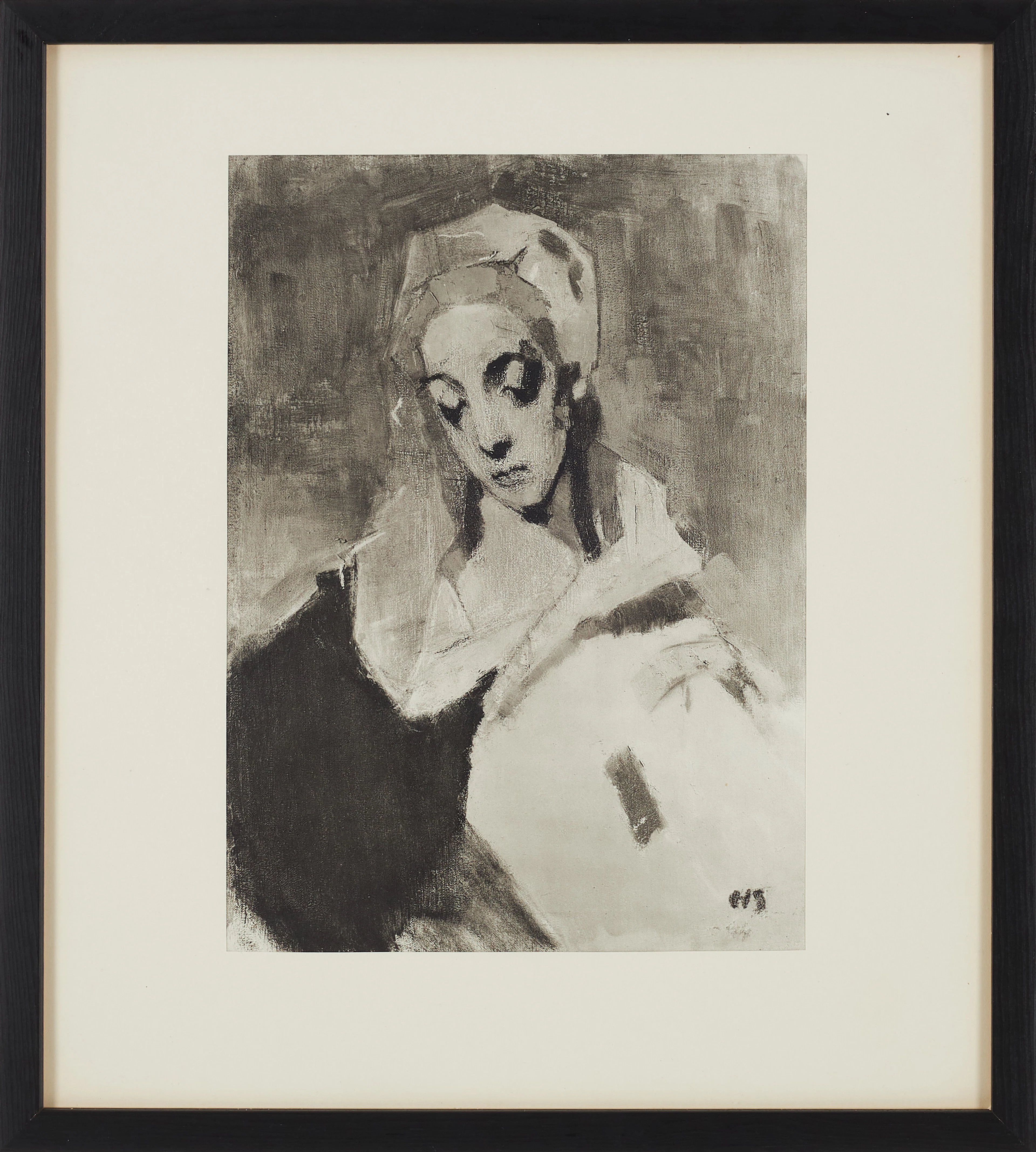 HELENE SCHJERFBECK. "Madonna efter Grecco", rotogravyr, 1880, signerad