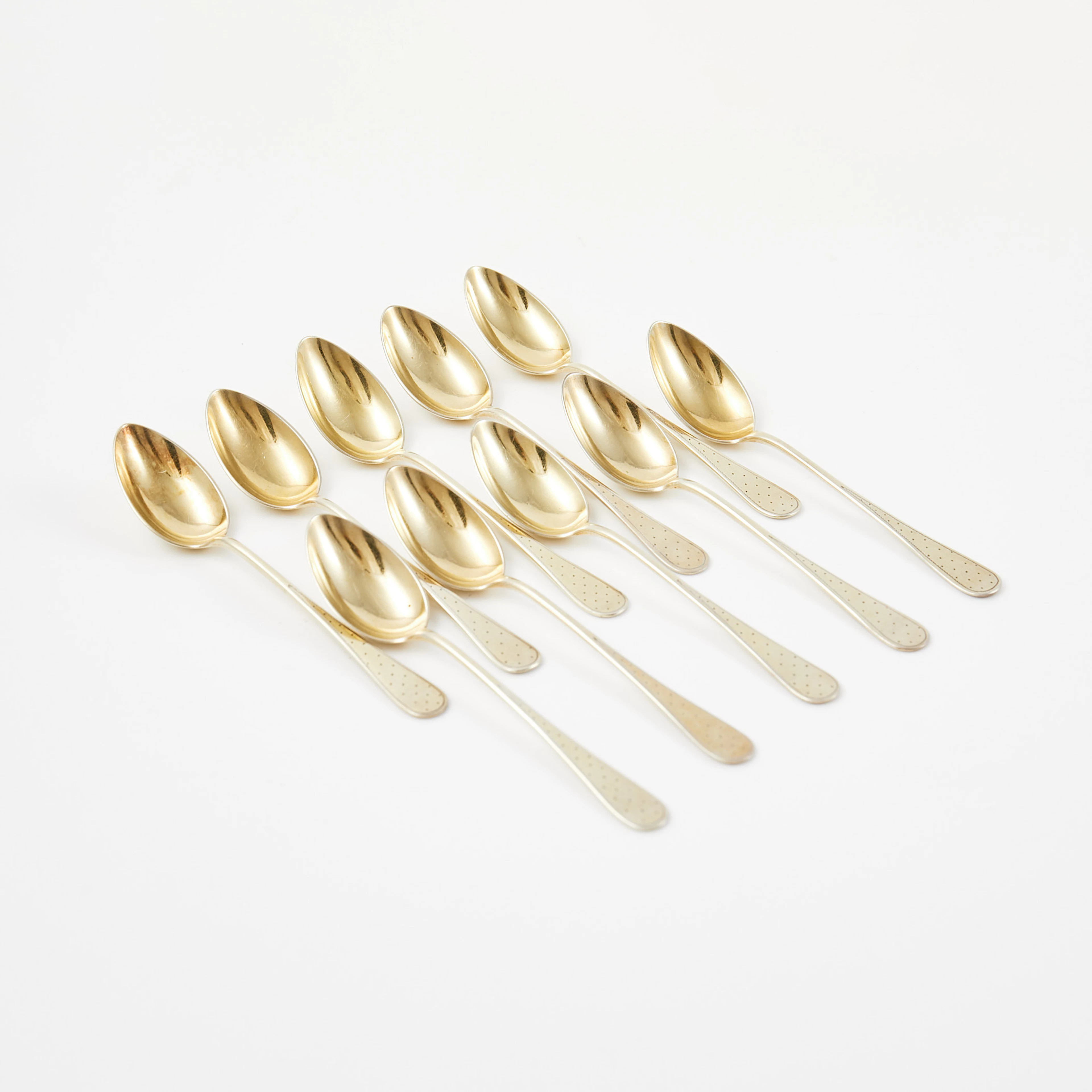 MOCKASKEDAR, 10 st, förgylld silver, David Andersen & Comp Ab, Stockholm, 1930.