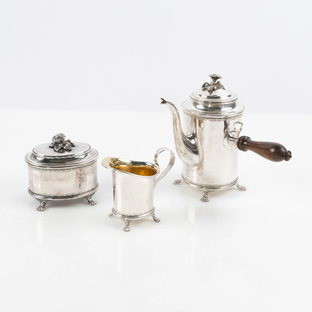 KAFFESET, 3 delar, gustaviansk stil, silver, Eric Råström, CGR, Stockholm