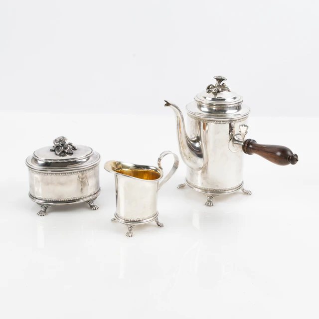 KAFFESET, 3 delar, gustaviansk stil, silver, Eric Råström, CGR, Stockholm