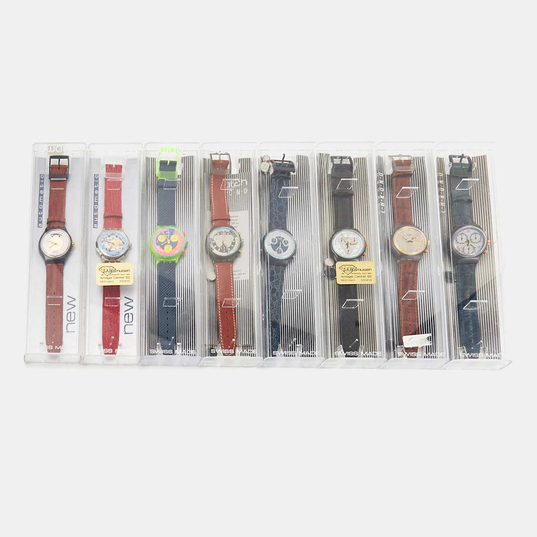 SWATCH, 8 styck, samling armbandsur, 6 quartzkronografer samt 2 automat