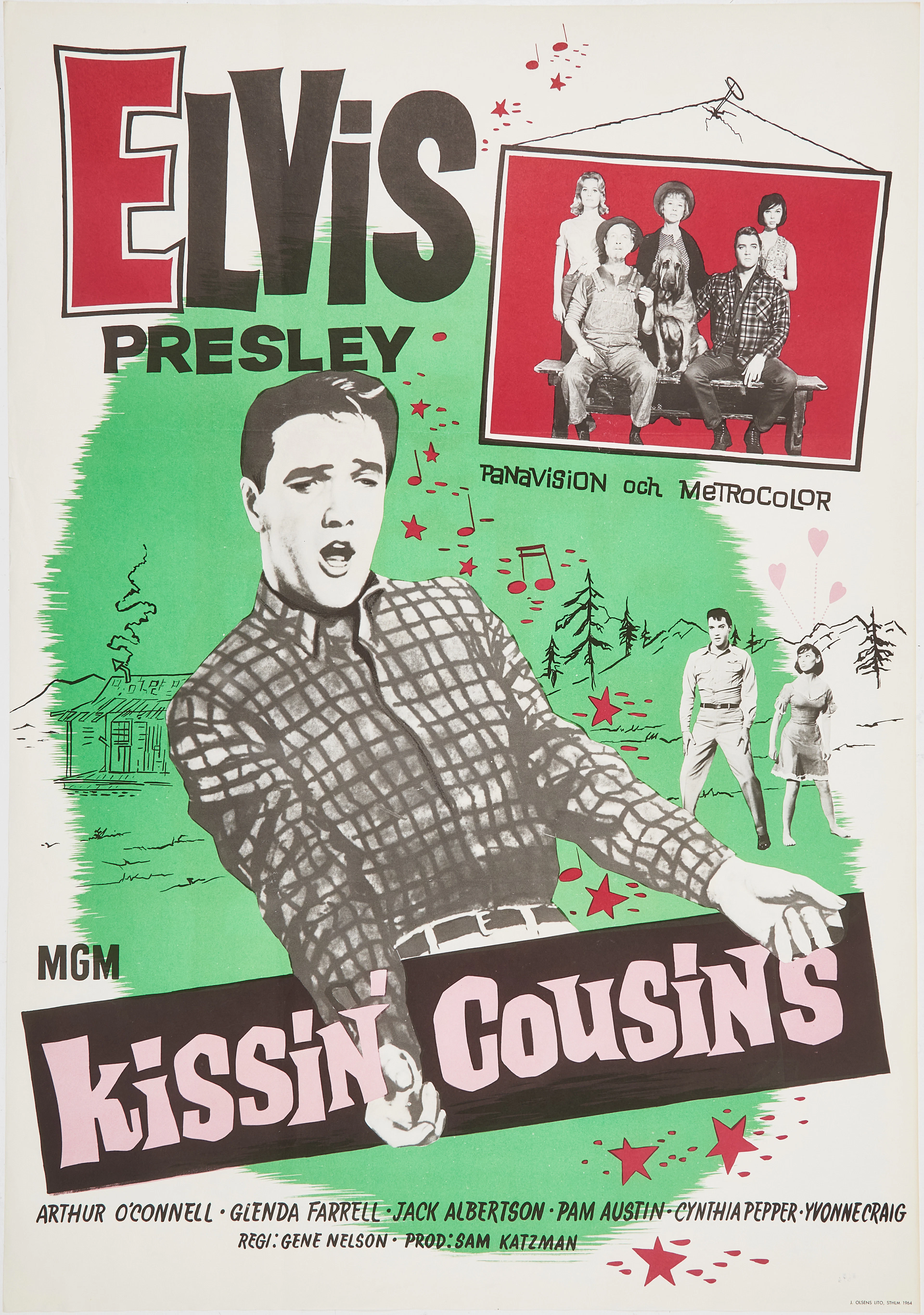 ELVIS PRESLEY. Filmaffisch "Kissin cousins" L Olsén lito Stockholm 1964.