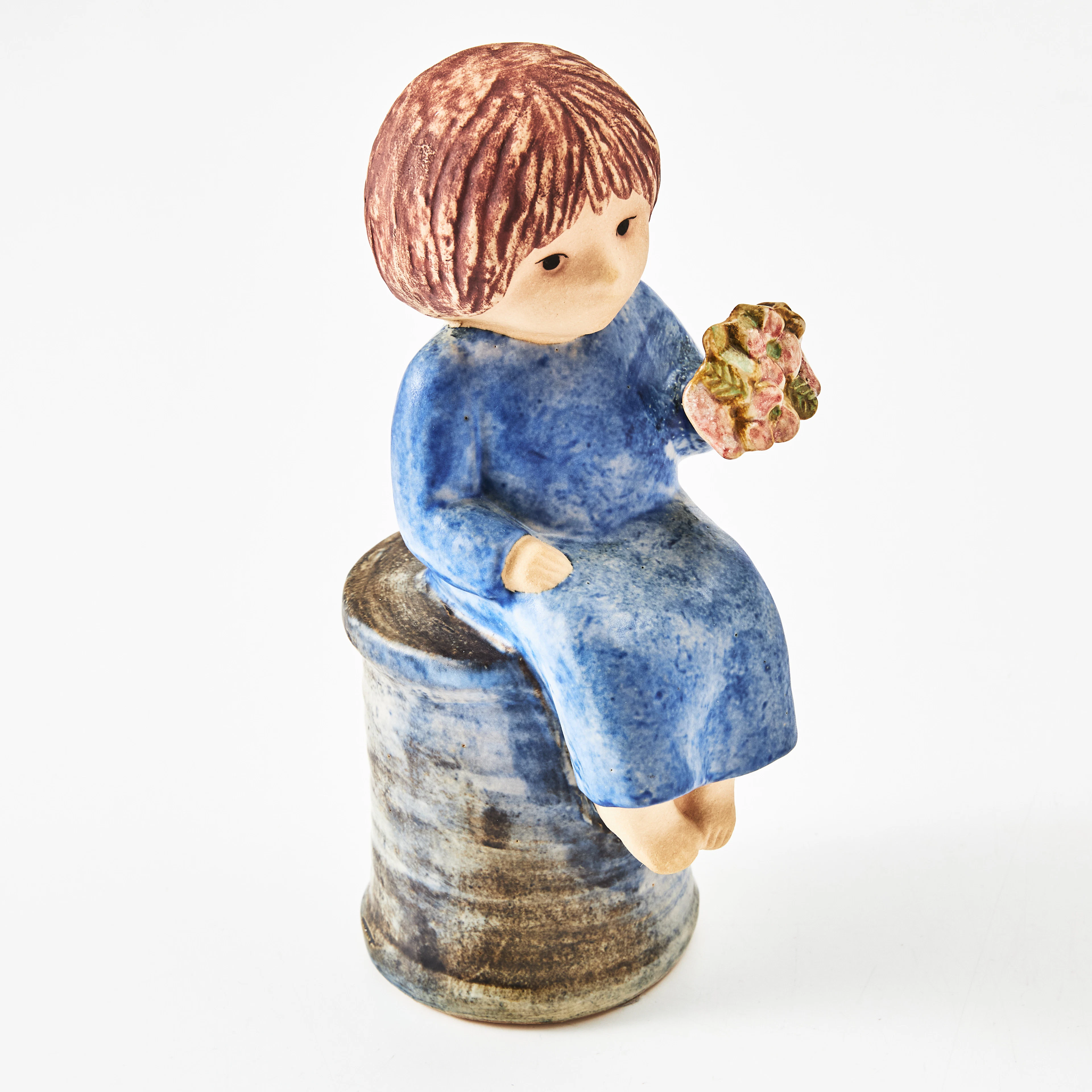 LISA LARSON. "Blomsterflicka", figurin, K-Studion Gustavsberg, stengods.
