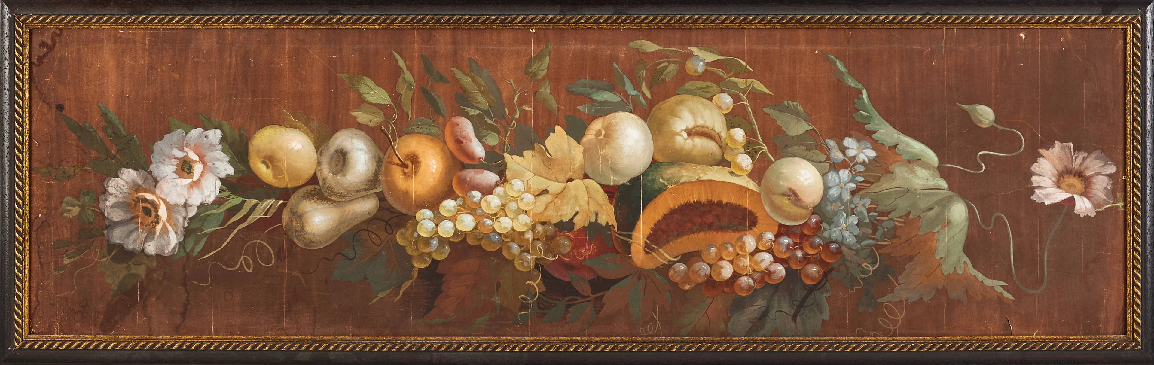 DÖRRÖVERSTYCKE / DEKORMÅLERI, 1800-talets slut, frukter och blommor