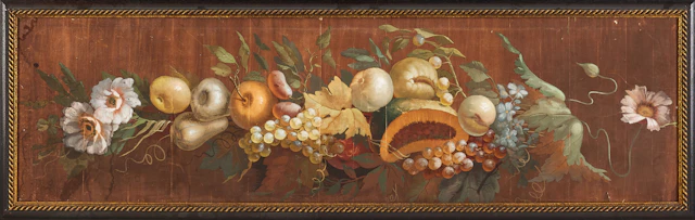 DÖRRÖVERSTYCKE / DEKORMÅLERI, 1800-talets slut, frukter och blommor