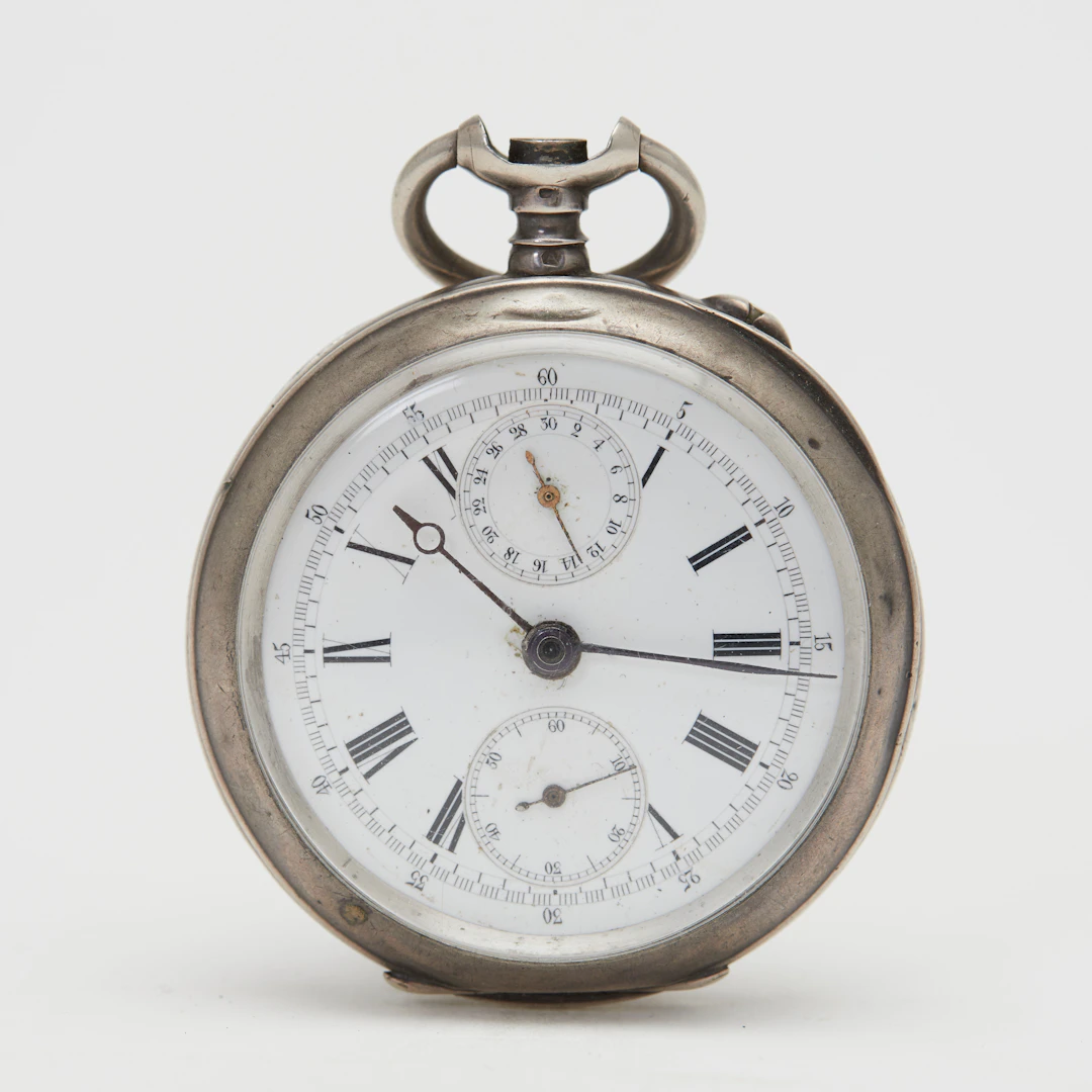 LÉPINE. Mechanische Taschenuhr, Chronograph mit Stoppfunktion, 800er