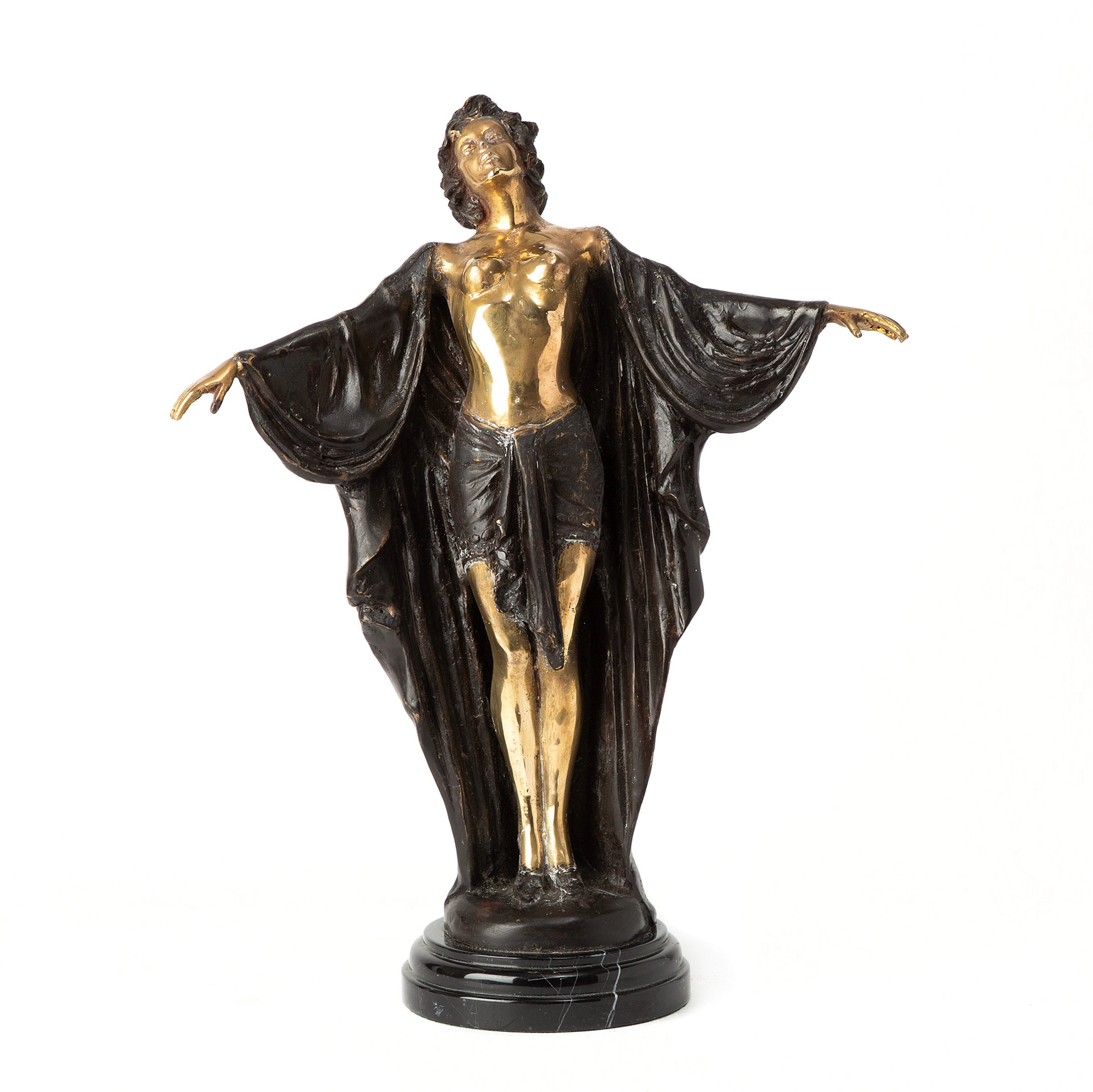 SKULPTUR. Efter Ferdinand Preiss, patinerad brons, föreställande kvinna