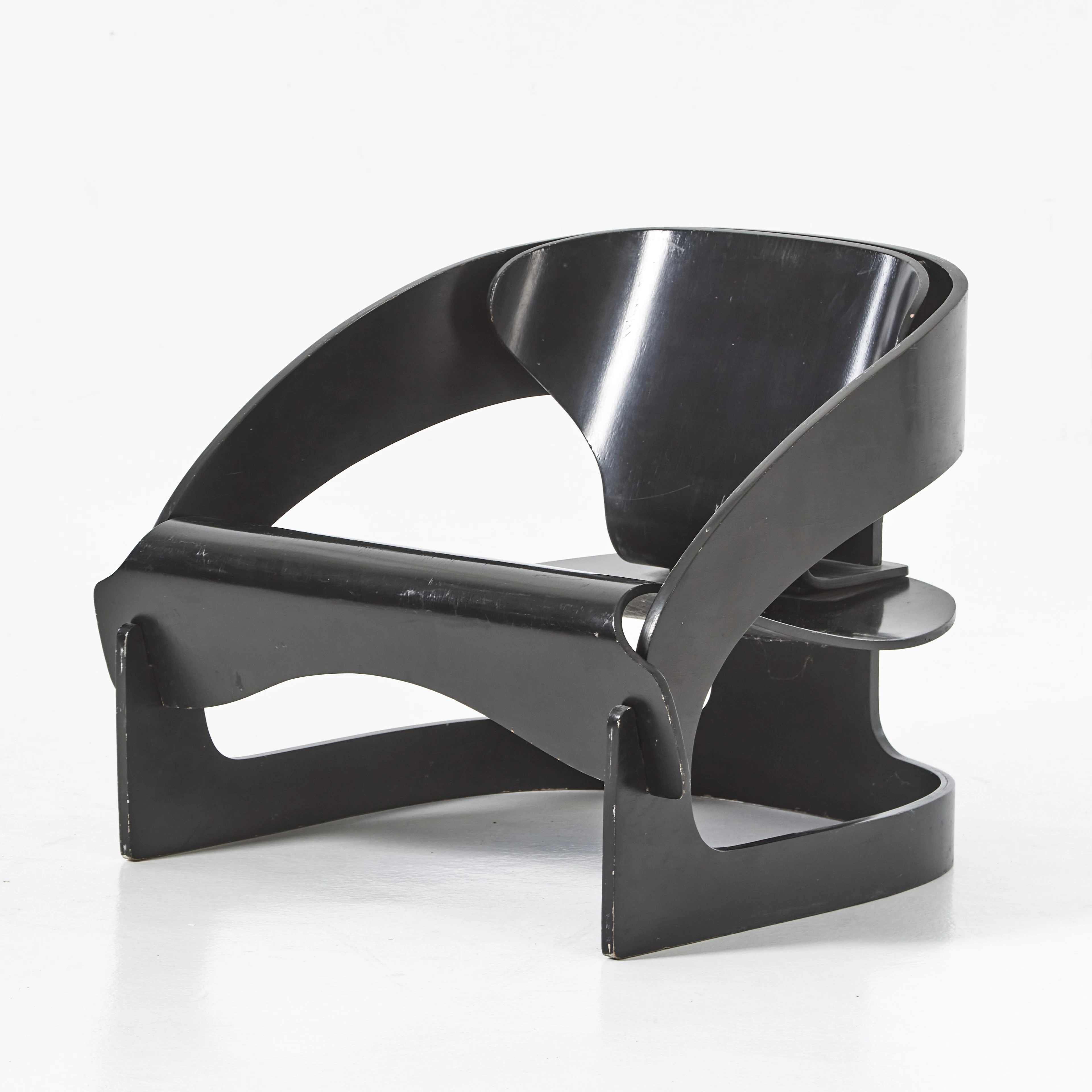 JOE COLOMBO. "4801", fåtölj, Kartell, Italien 1960/70-tal, svartlackerad
