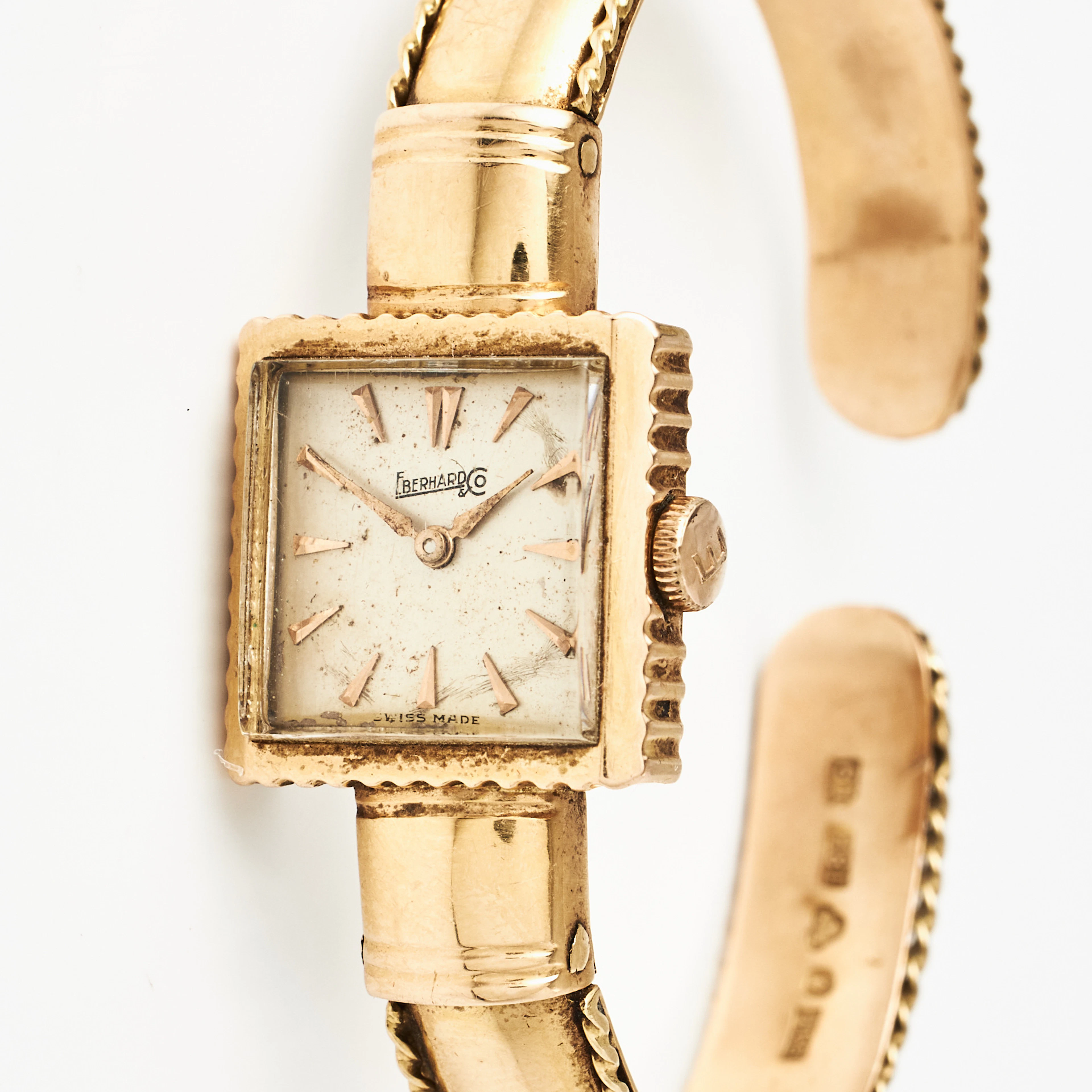 EBERHARD & Co, armbandsur, manuell, plexiglas, stel armring med sidodekor