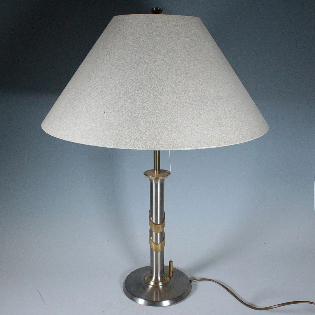 Tischlampe aus Messing und Edelstahl, 1980er.