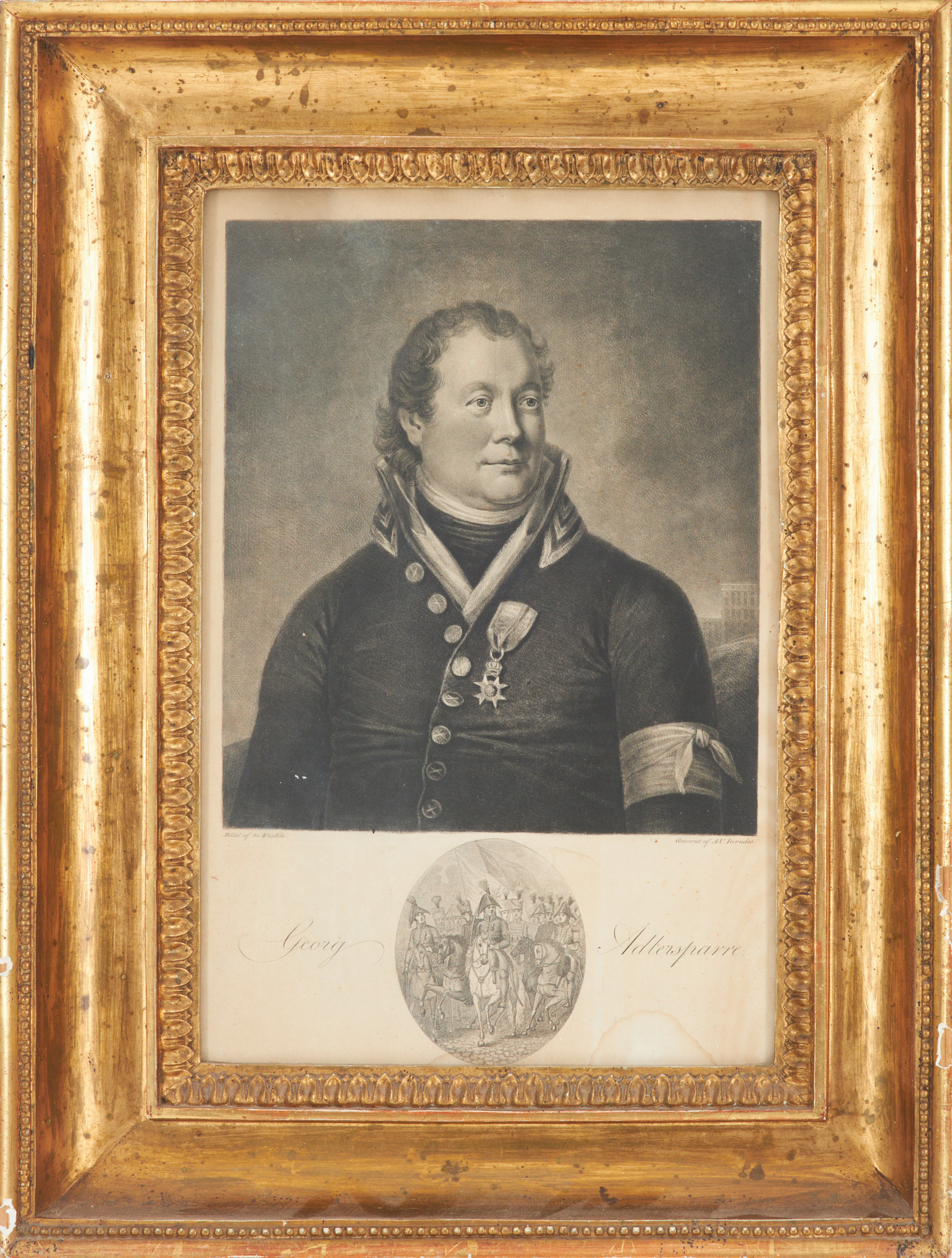 GRAVYR. Porträtt av Georg Adlersparre, 1800-tal, efter Fredrik Westin.