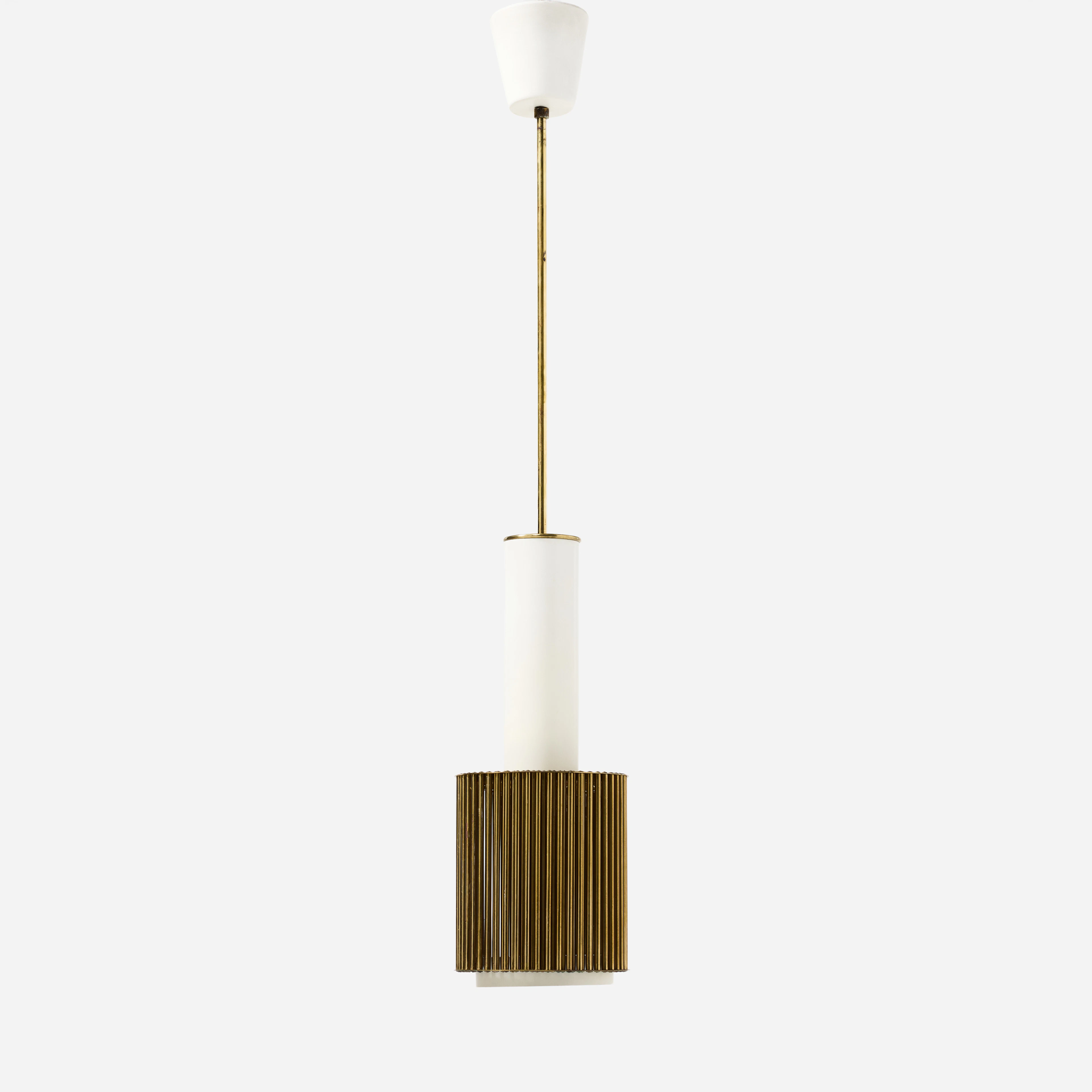 ALVAR AALTO. Taklampa, Valaistustyö Ky, modell A111, mässing och vitlackerad