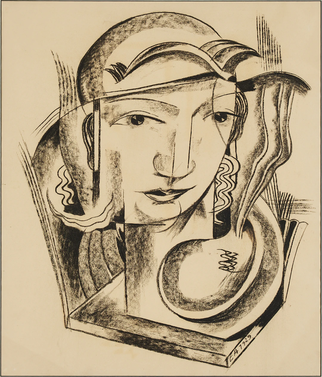 EDVARD ANDERSSON. "Hermes", kol på papper, monogramsignerad och daterad 1929.