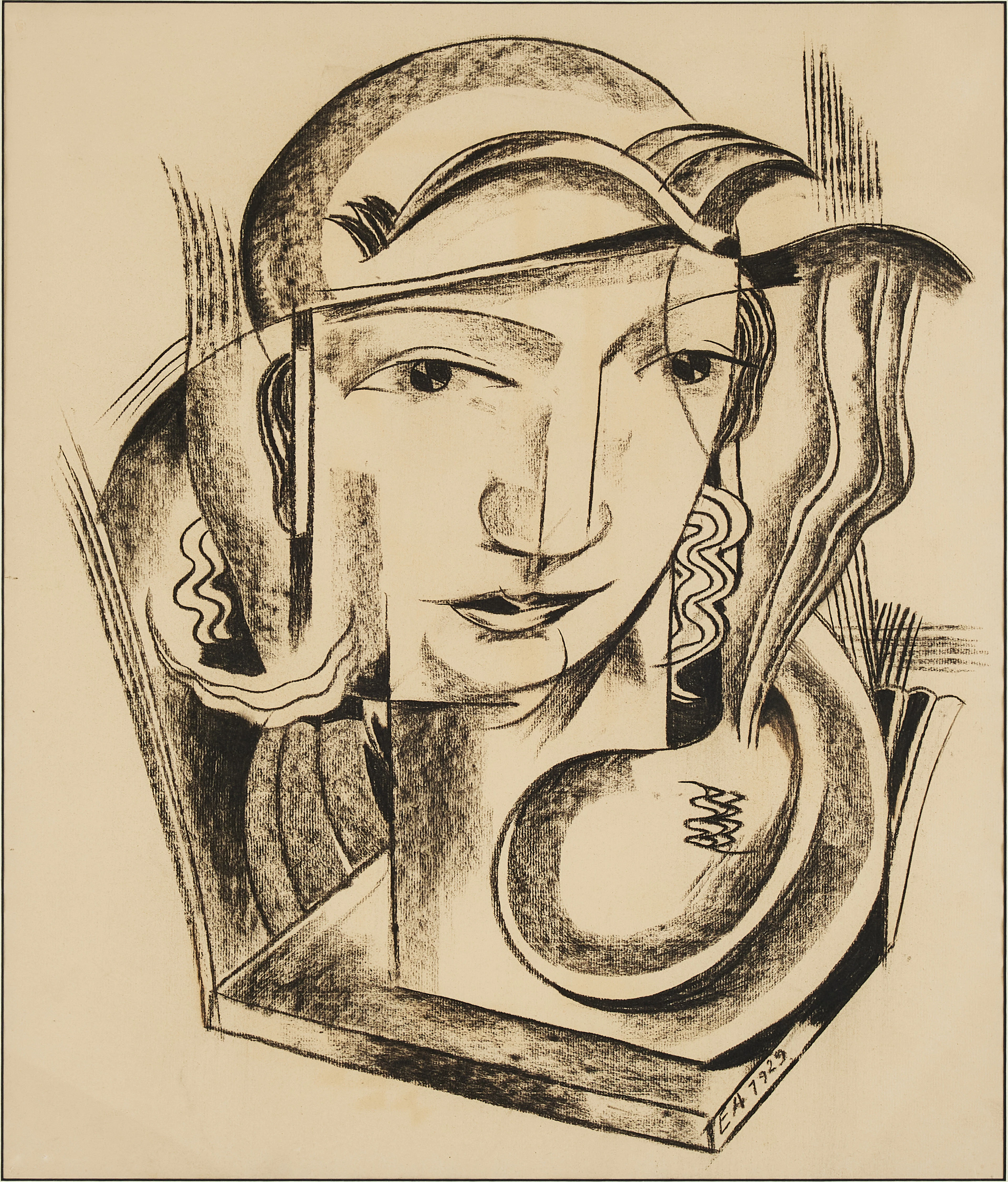 EDVARD ANDERSSON. "Hermes", kol på papper, monogramsignerad och daterad 1929.
