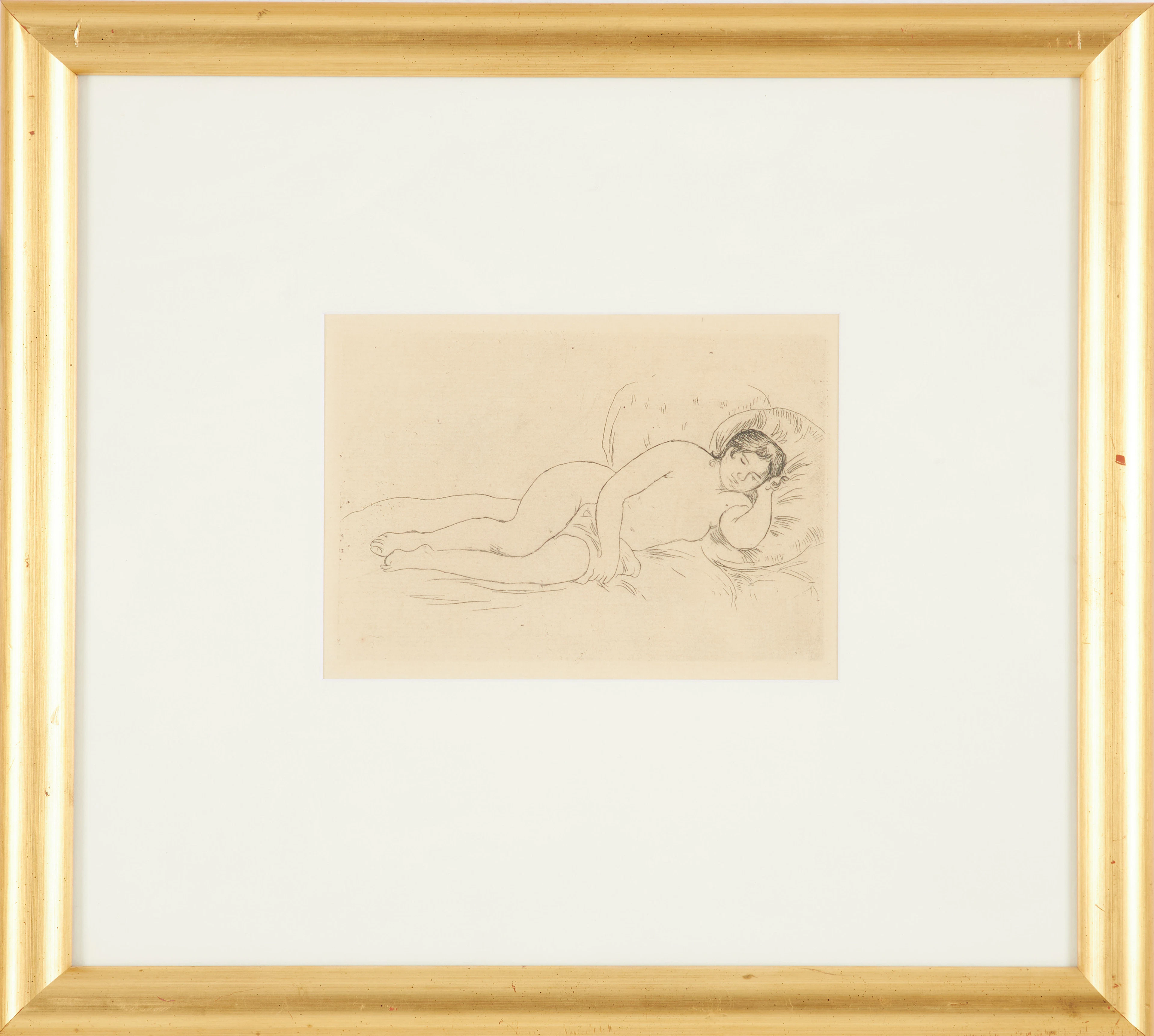 PIERRE-AUGUSTE RENOIR. EFTER. "Femme nue couchee tournee a droite", etsning.