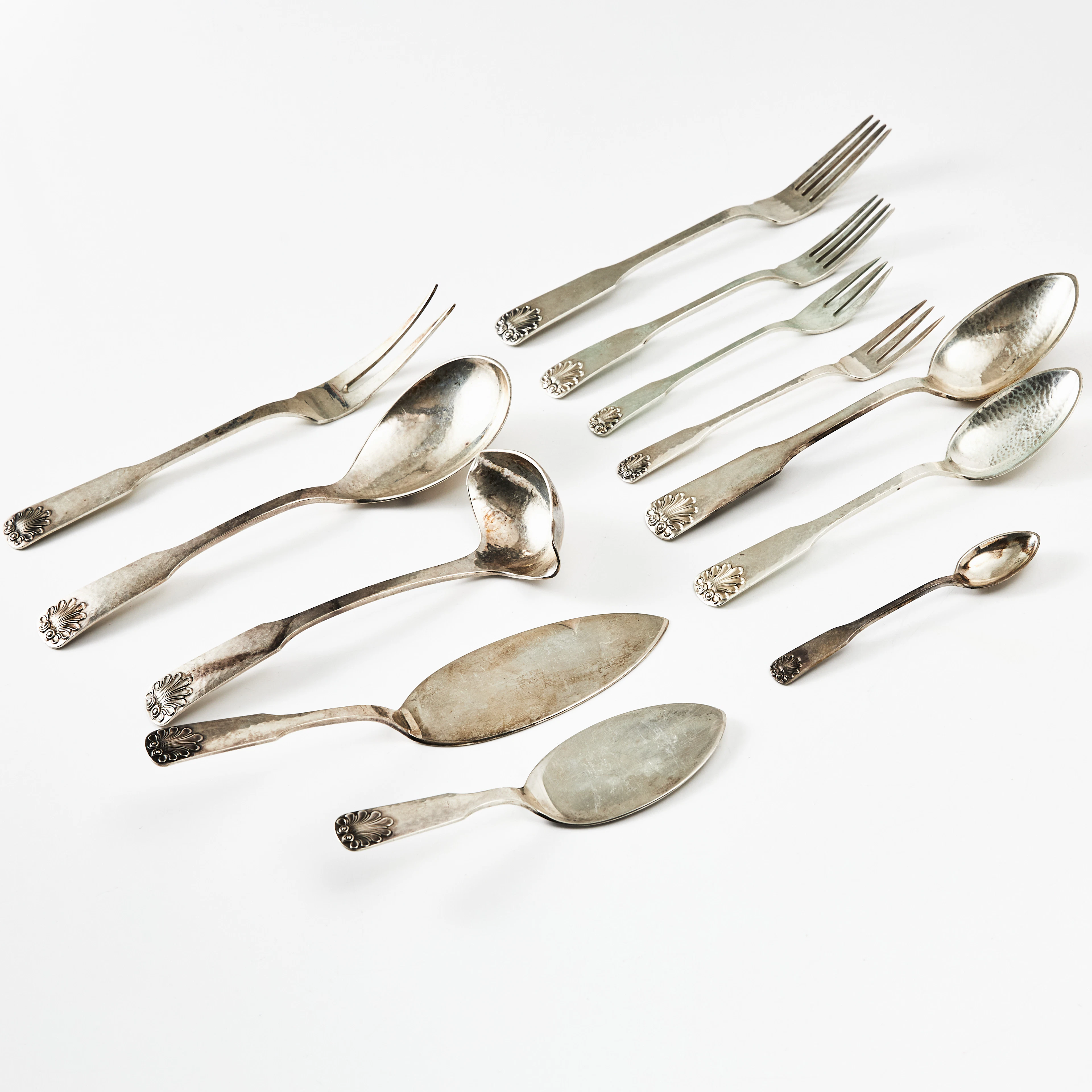 BESTICK, 77 dlr, silver, snäckmodell, H Willadsen-Nielsen, Köpenhamn 1949-1948.
