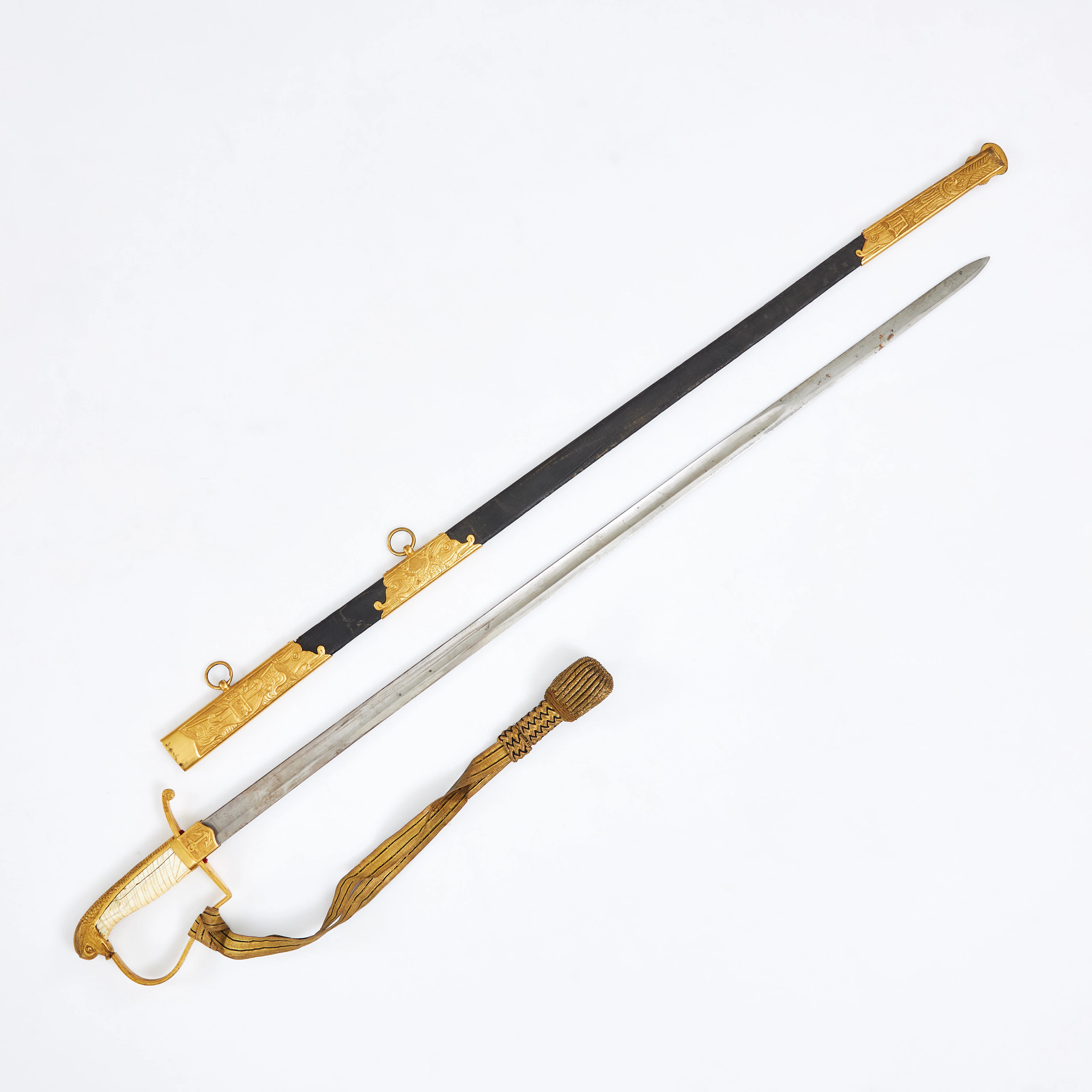 UNIFORMSSABEL. svensk, för sjöofficer, 1800-talets början, närmast