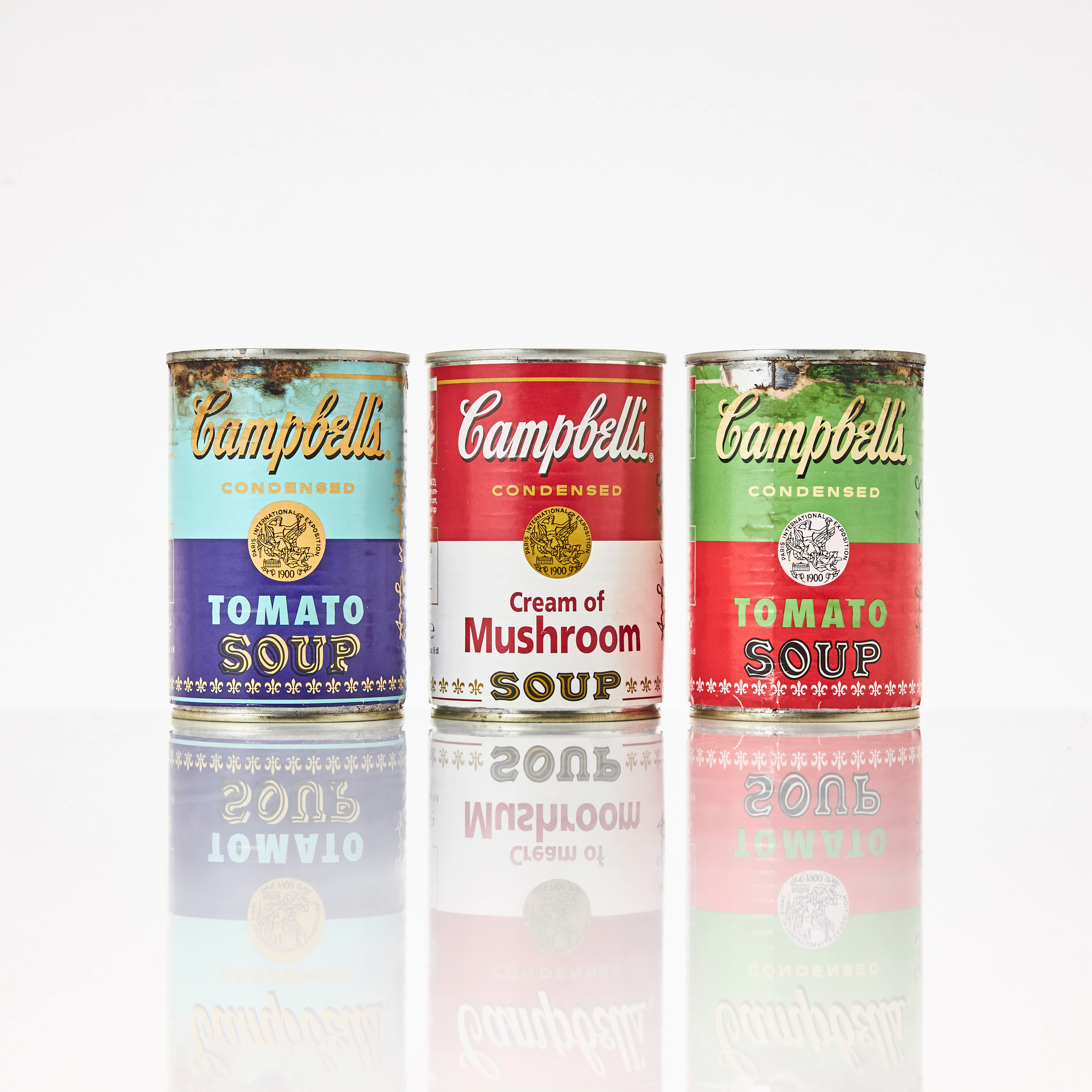 ANDY WARHOL. EFTER. Soppburkar, 3 st, "Campbells Tomato Soup".