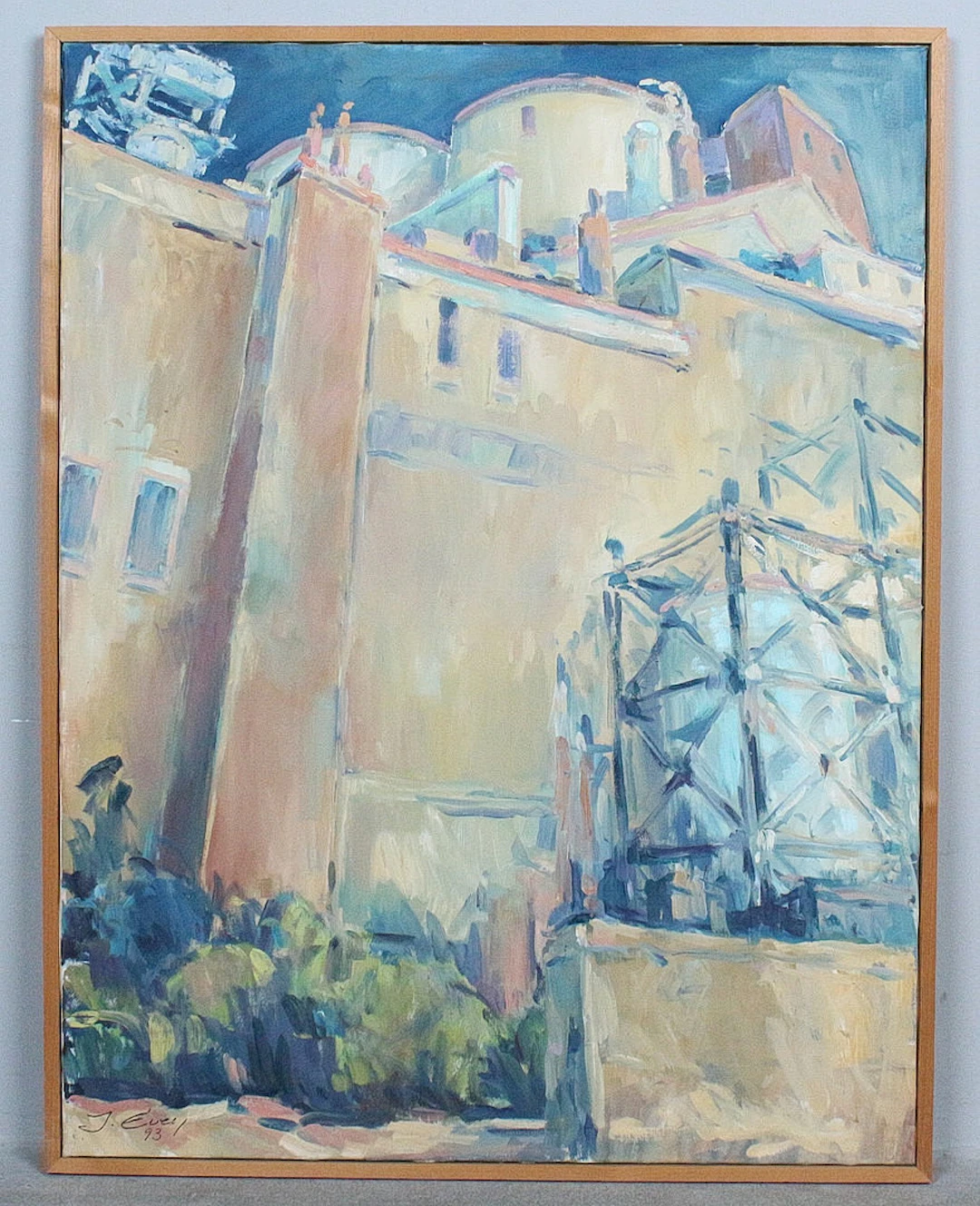 UNBEKANNTER KÜNSTLER. 'Factory Site 'I', Acryl auf Leinwand, signiert.