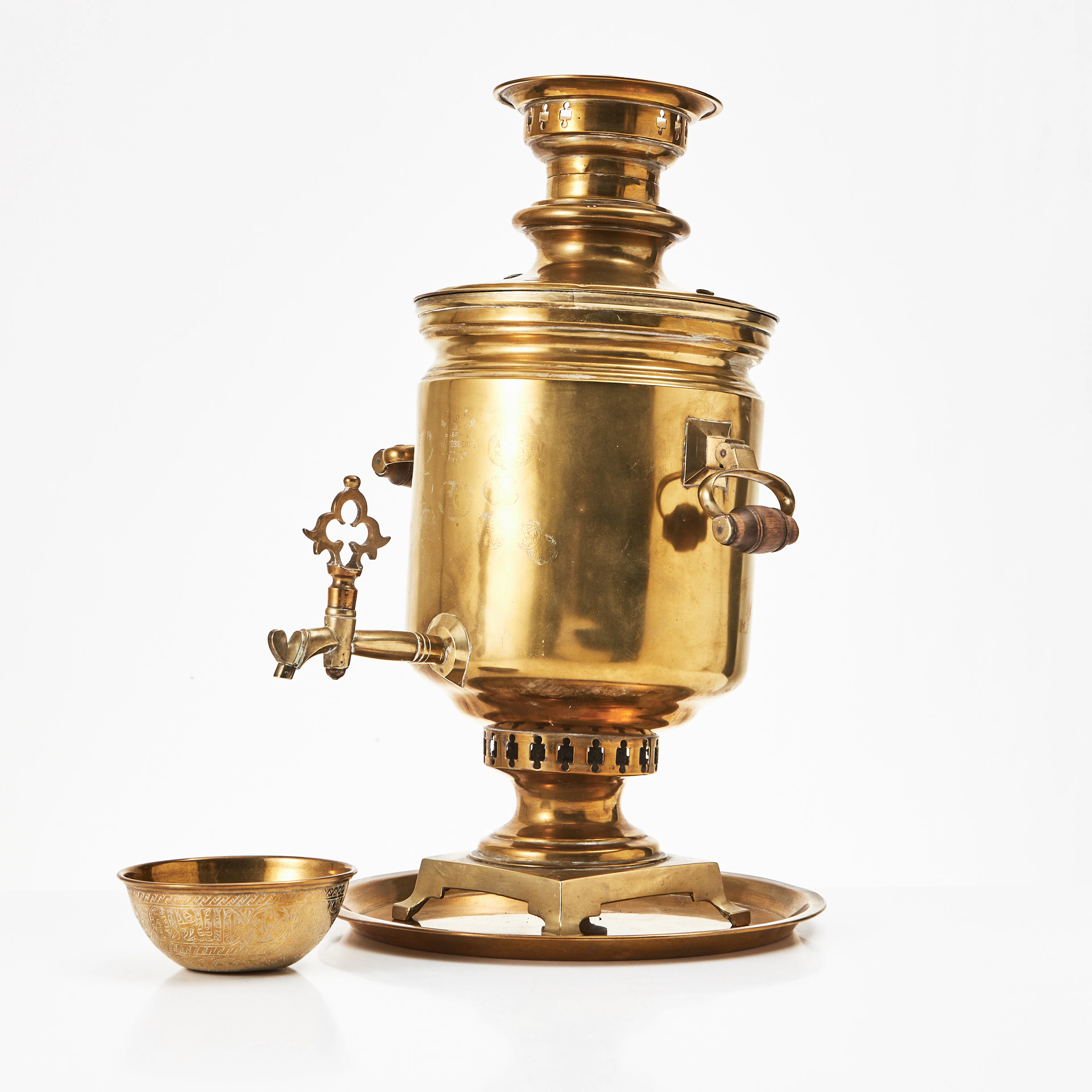 SAMOVAR, mässing, Ryssland, 1800-talets slut, Meer Iosifovich Sluzberg