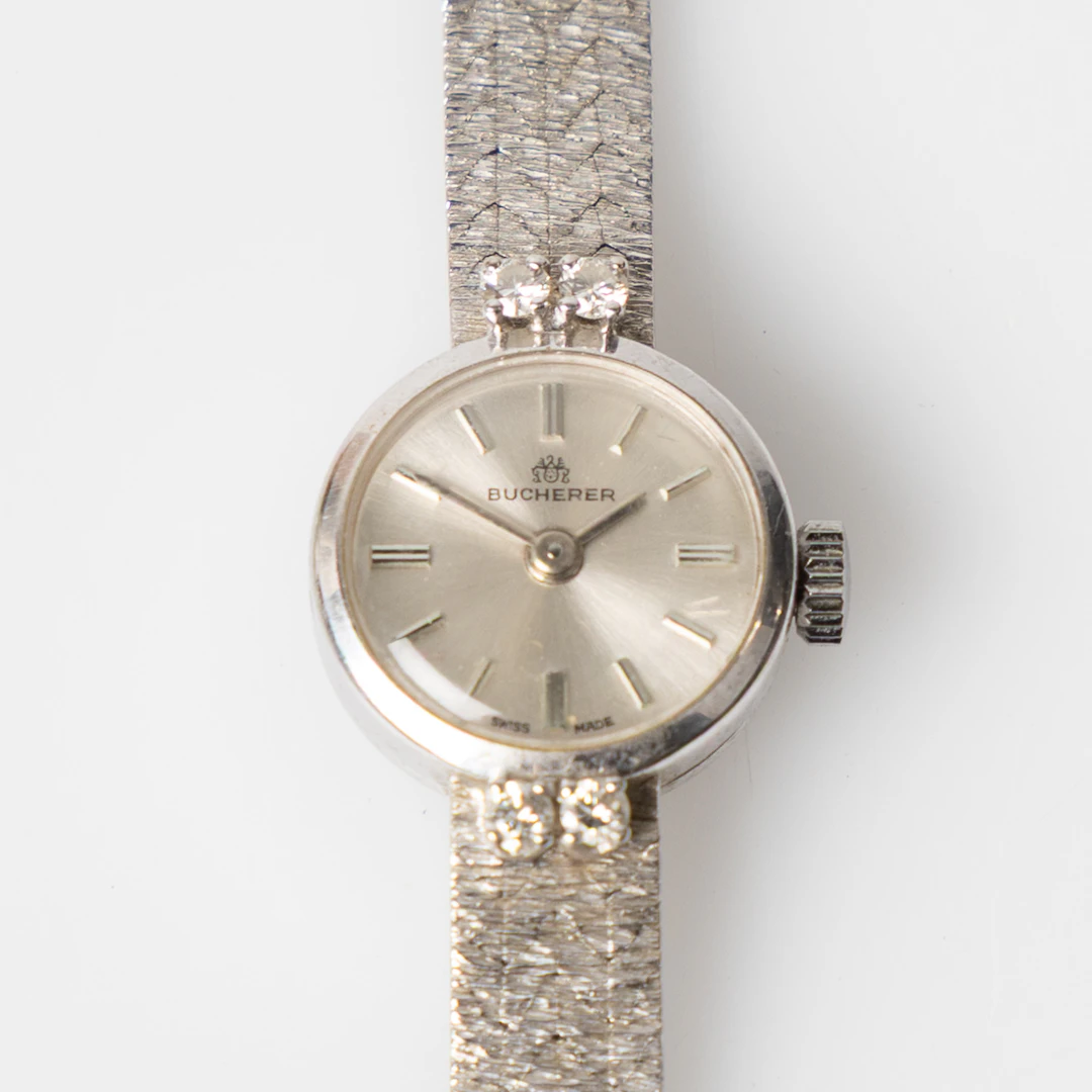 BUCHERER, armbandsur, 15,5 mm, 18K vitguld, ca 1965.