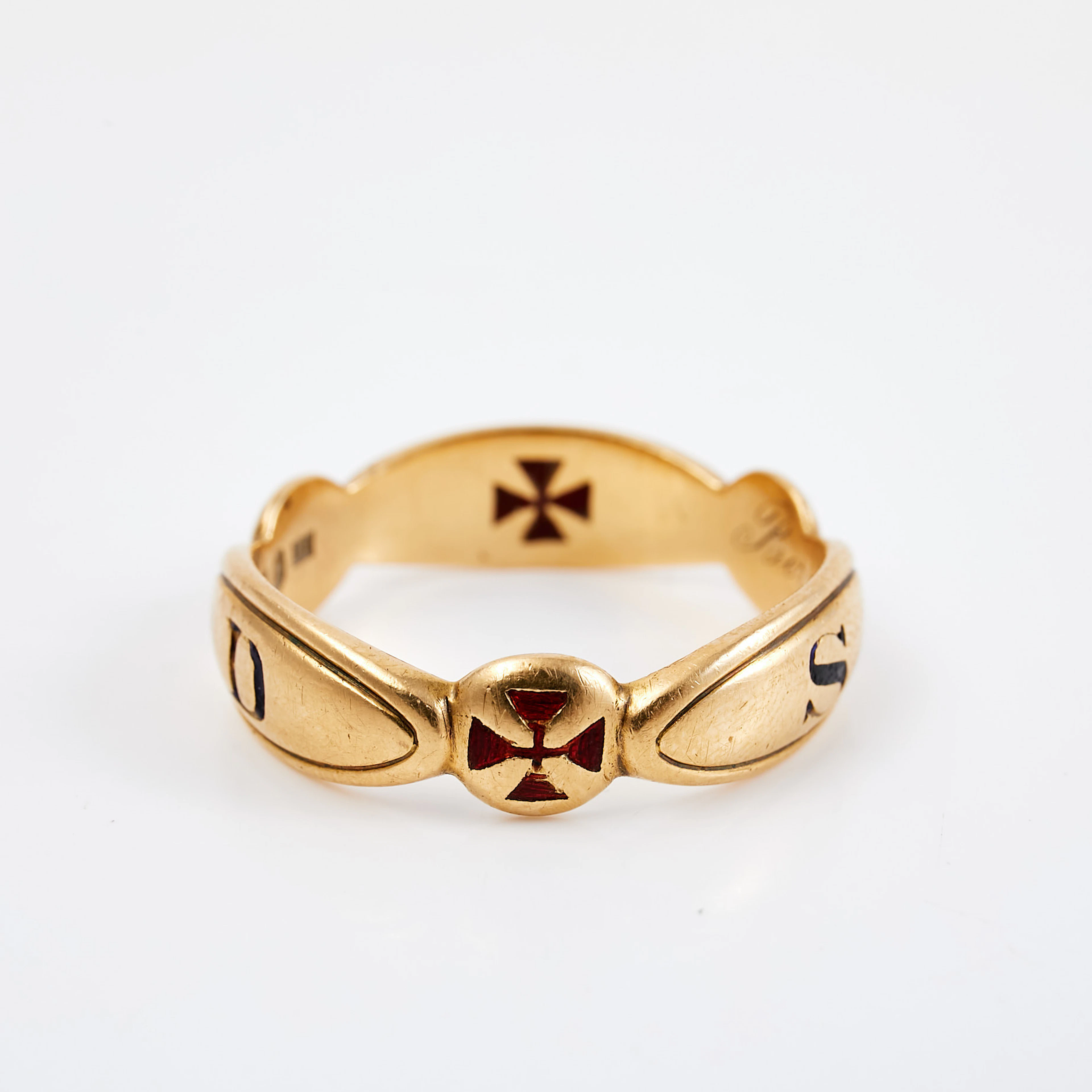 RING, ordensring, frimurarring 18 k guld, och emalj, C.F. Carlman