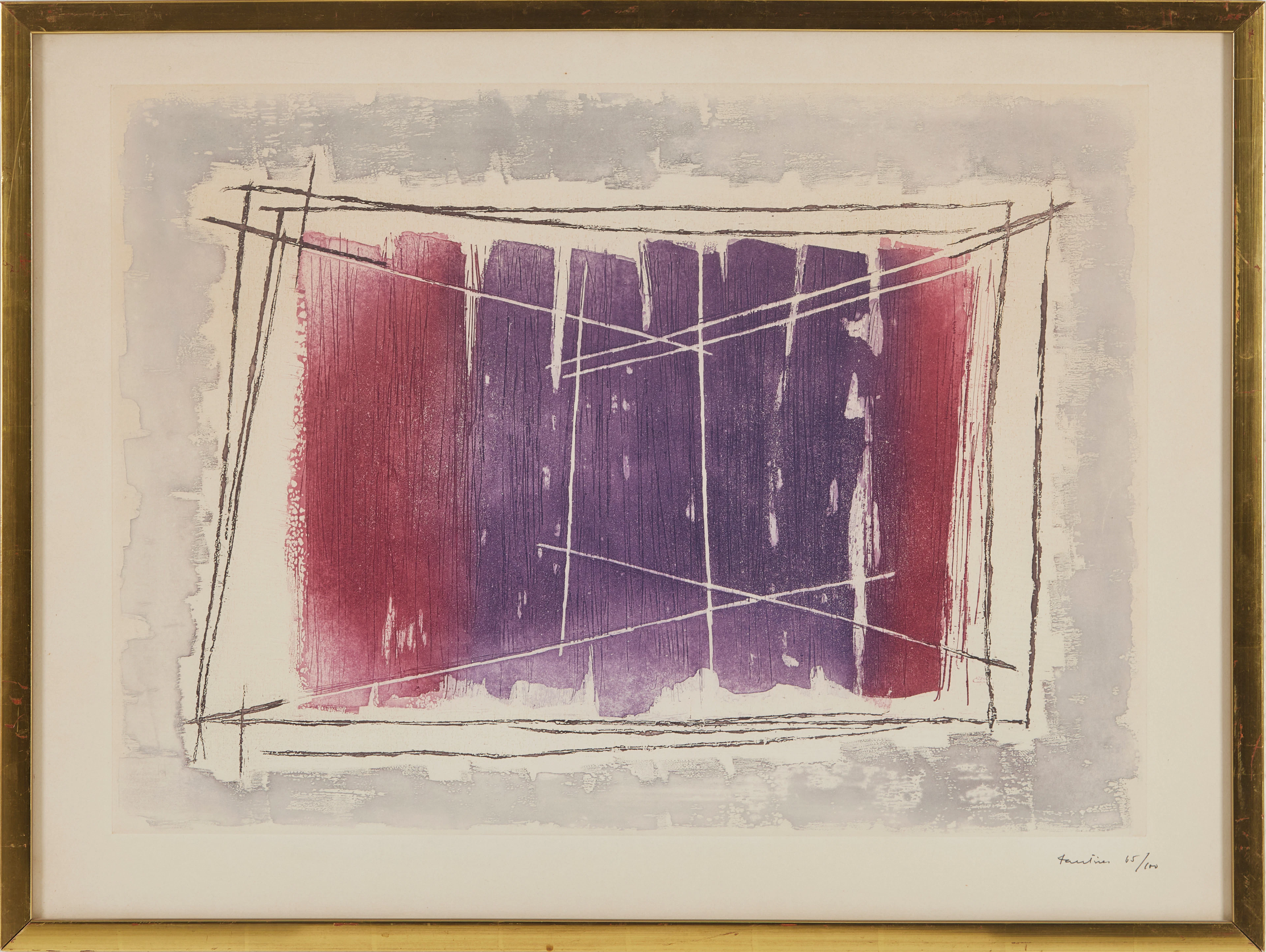 JEAN FAUTRIER (Frankrike 1898-1964) "Projections" , färgetsning med