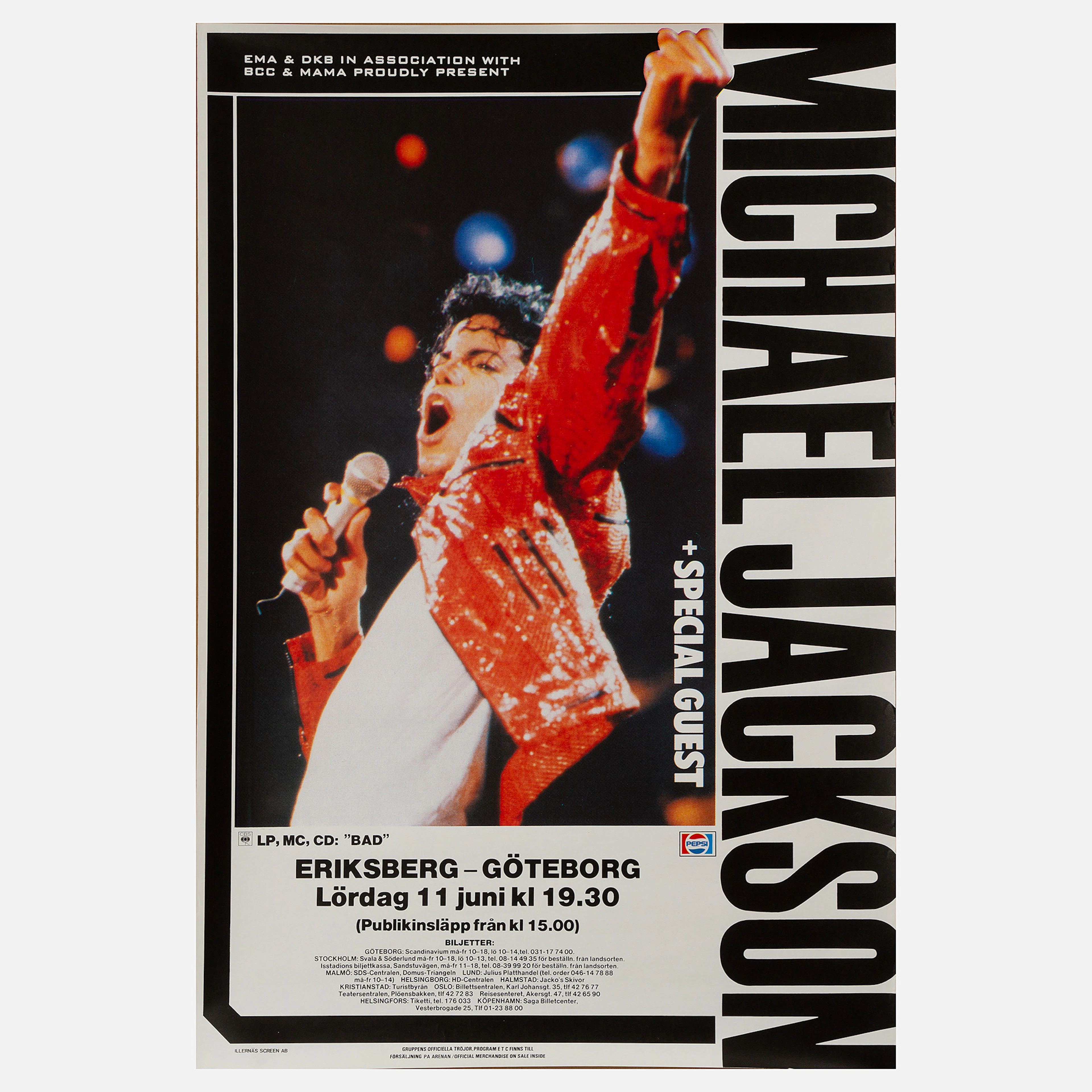 KONSERTAFFISCH. Michael Jackson, Göteborg, 1988.