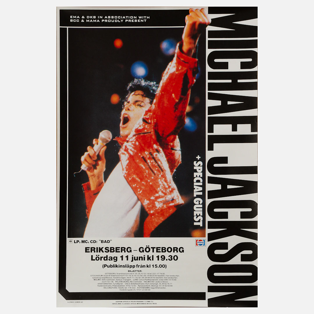 KONSERTAFFISCH. Michael Jackson, Göteborg, 1988.