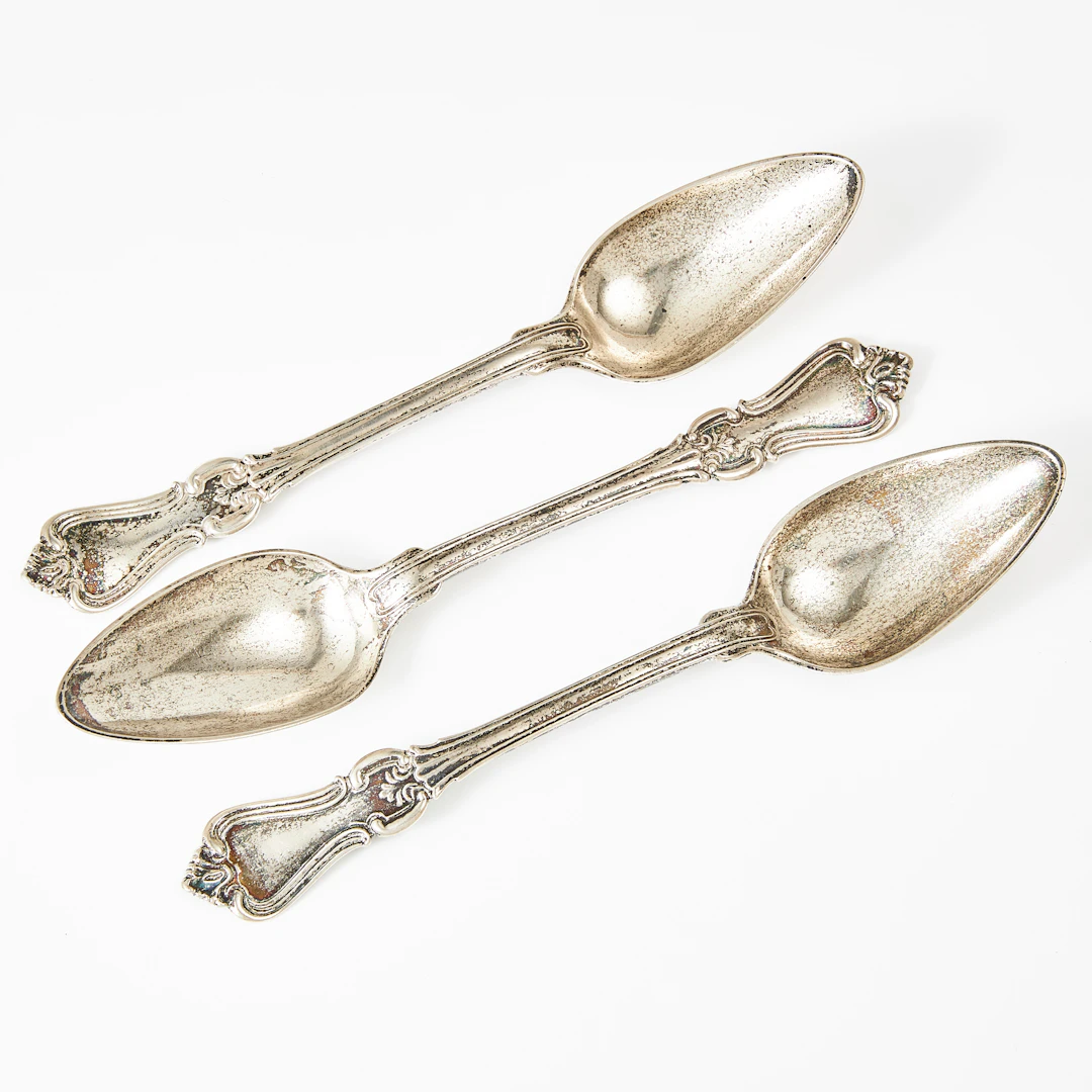 MATSKEDAR, 3 st, silver, "Olga", Carl Julius Åkerman, Mariestad 1851.