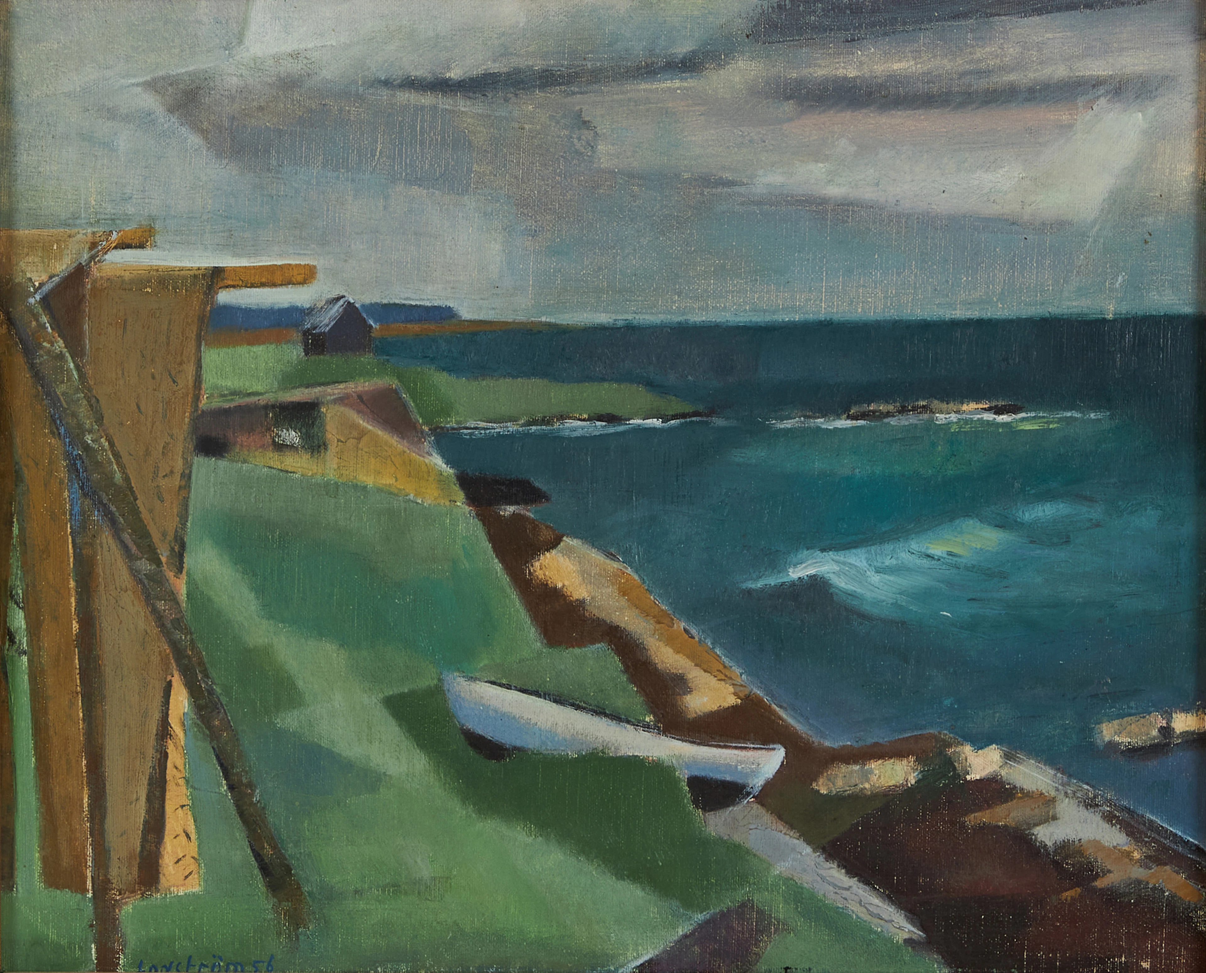 GEORG LODSTRÖM. (Sverige, 1915-1972) "Skånekust", signerad och daterad