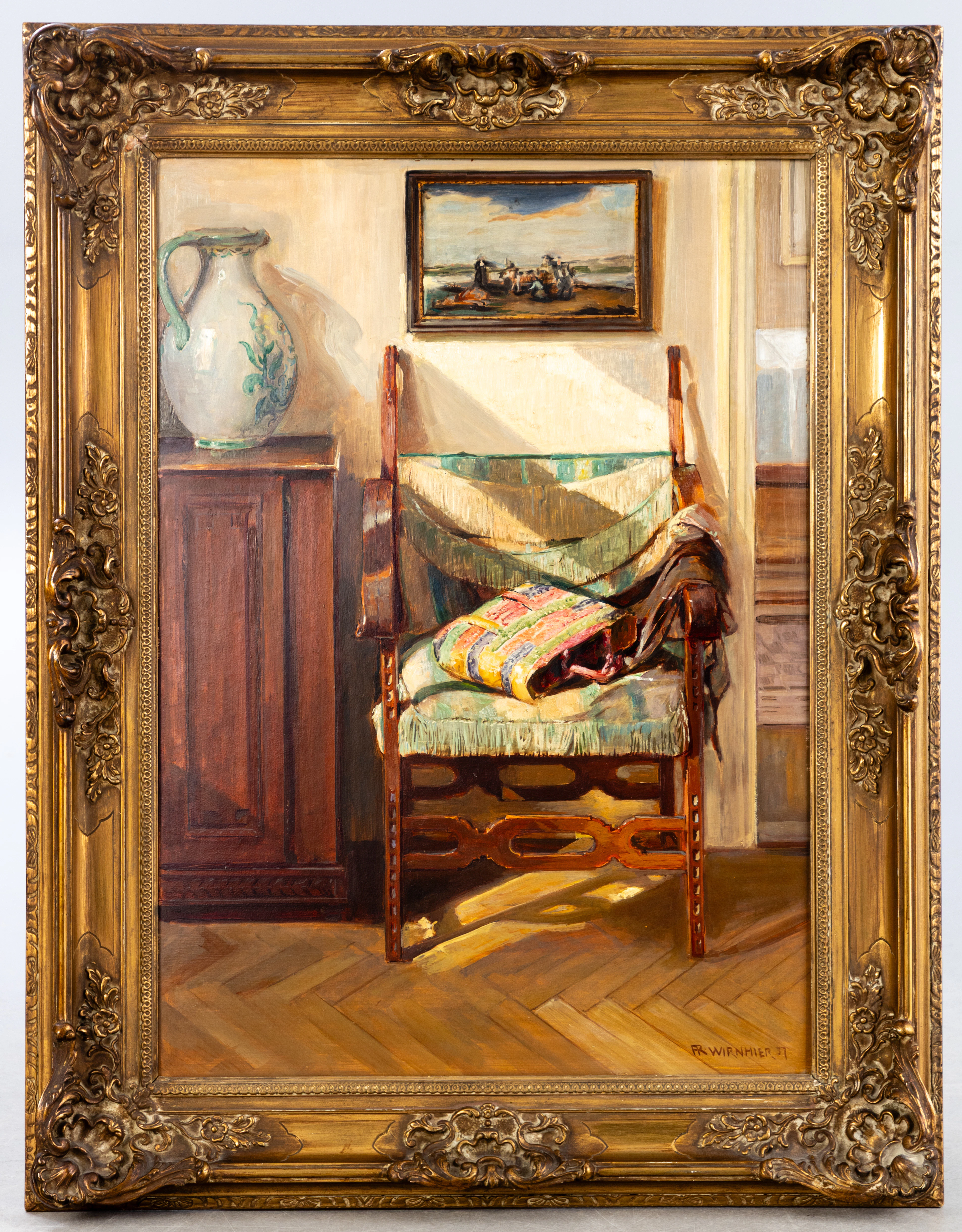 FRIEDRICH WIRNHIER (1868-1952). Interieur mit Stuhl.