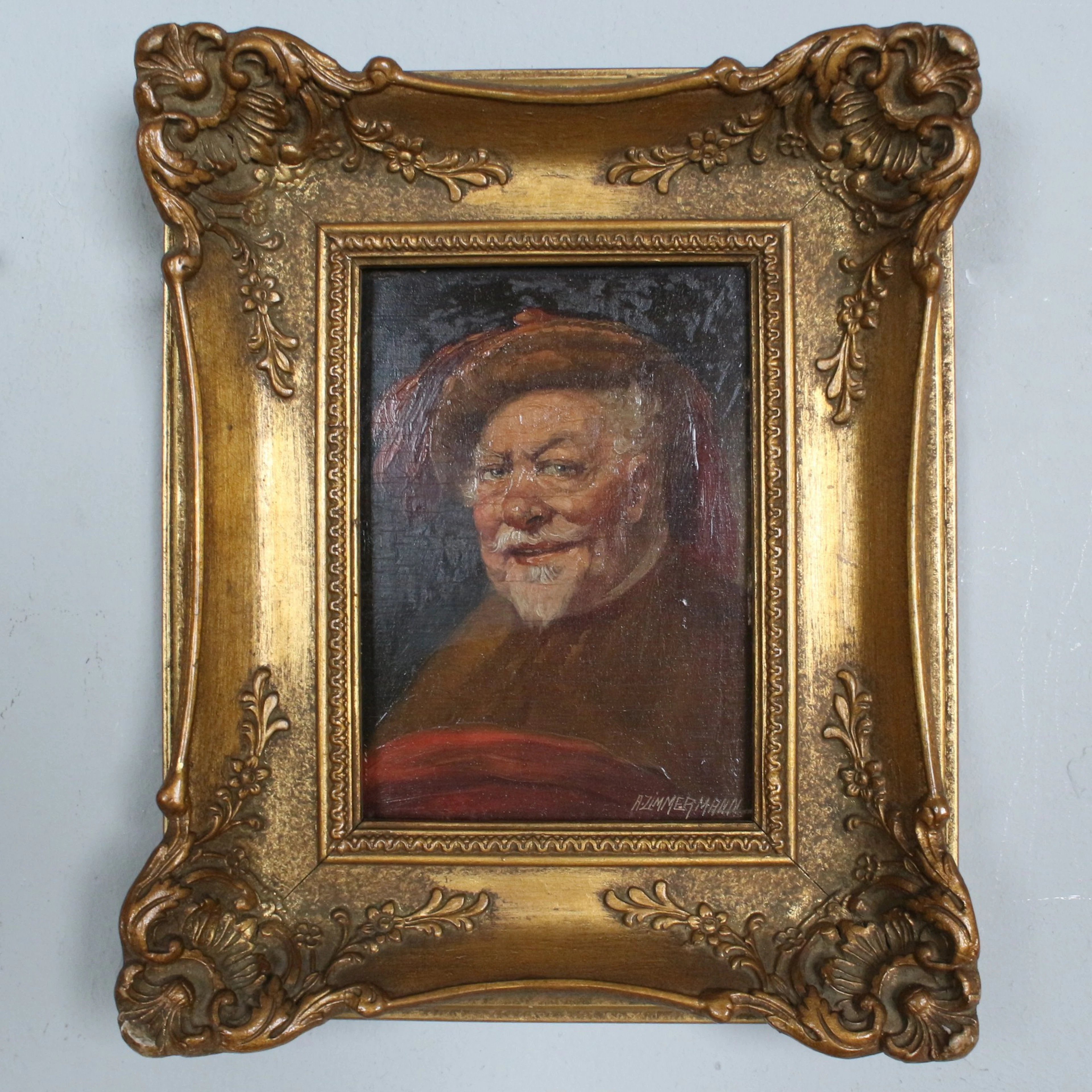 ALFRED ZIMMERMANN (1854-1910). Öl auf Holzplatte, '' Portrait von