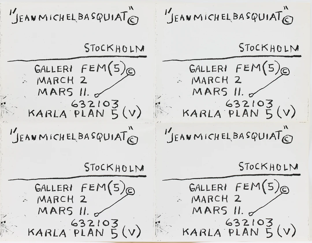 JEAN-MICHEL BASQUIAT. After. Gallery invitation/poster for Galleri