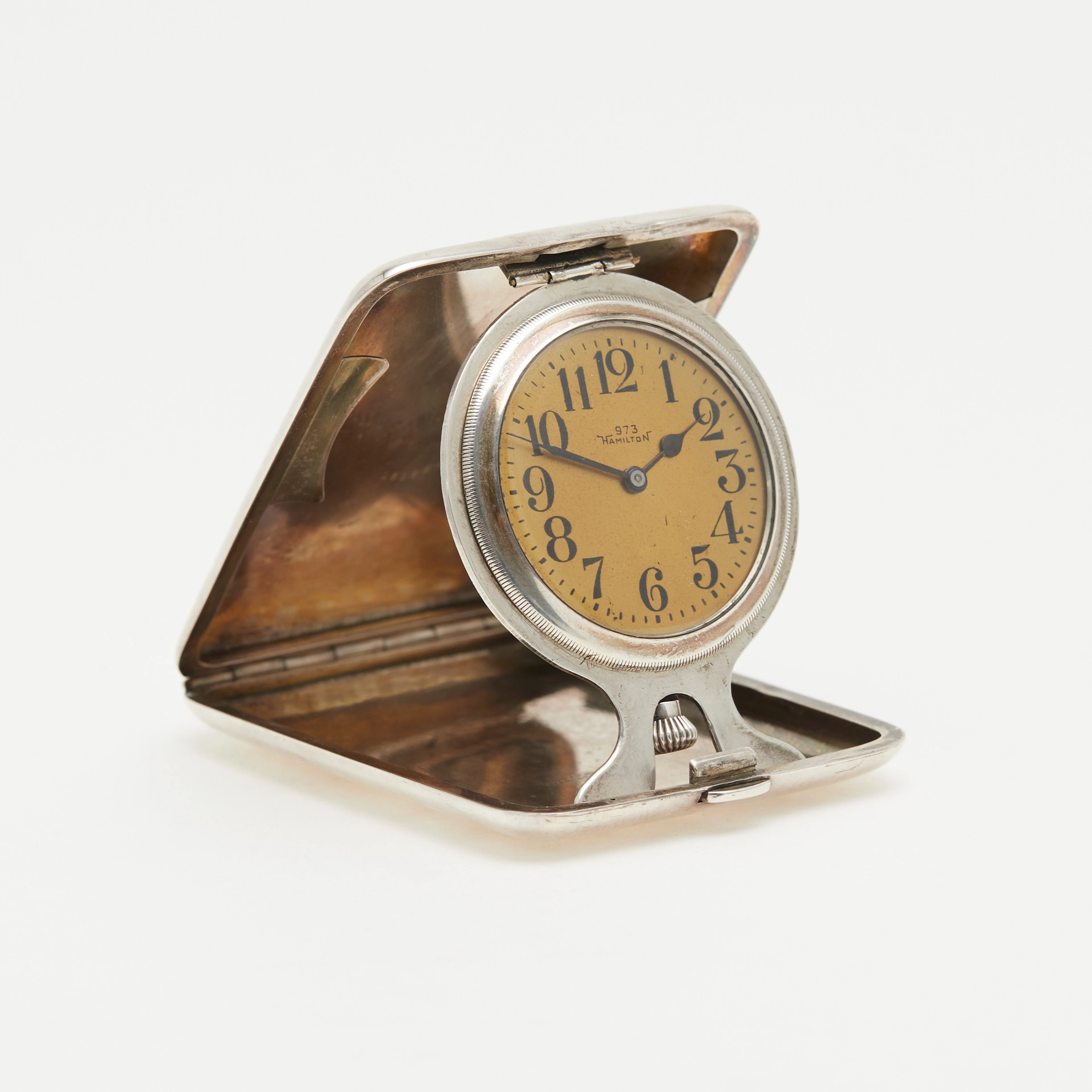 HAMILTON WATCH CO. Reiseuhr, Handaufzug, Sterlingsilber, 1920er Jahre