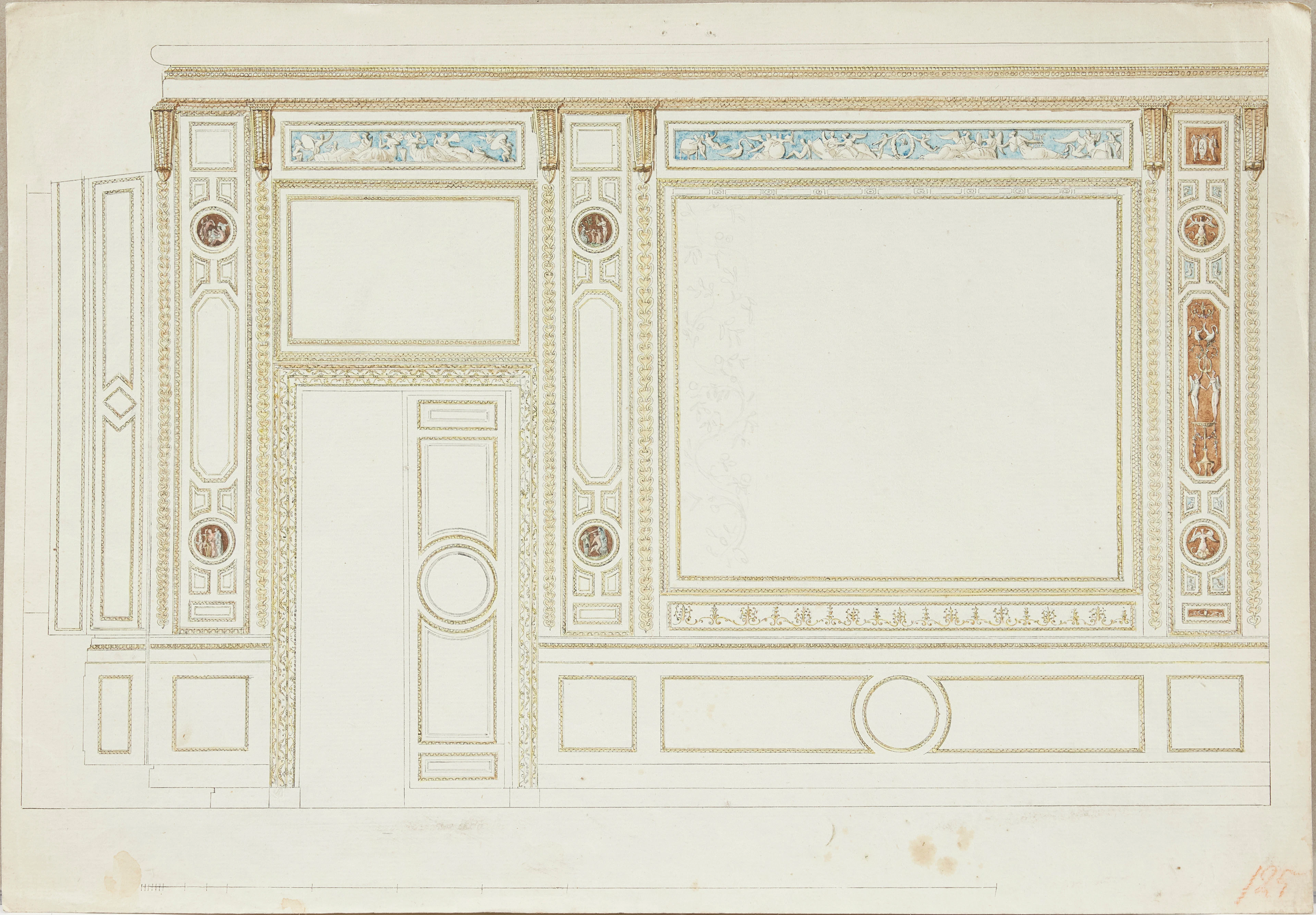 LOUIS MASRELIEZ (1748-1810). TILLSKRIVEN. Förslag på ritning till