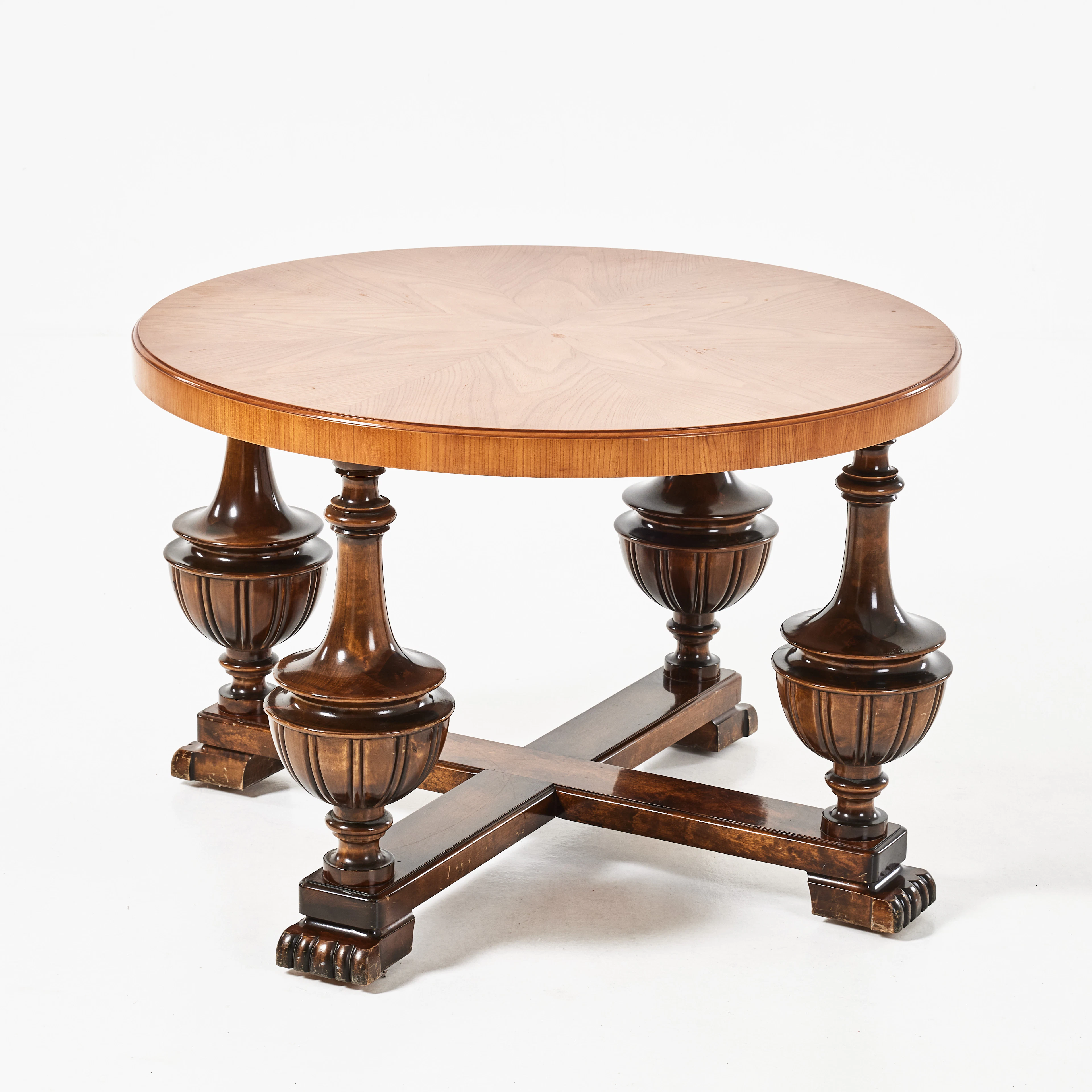 SOFFBORD, art deco, 1930-tal, brunbetsad ben, skiva fanerad i alm.