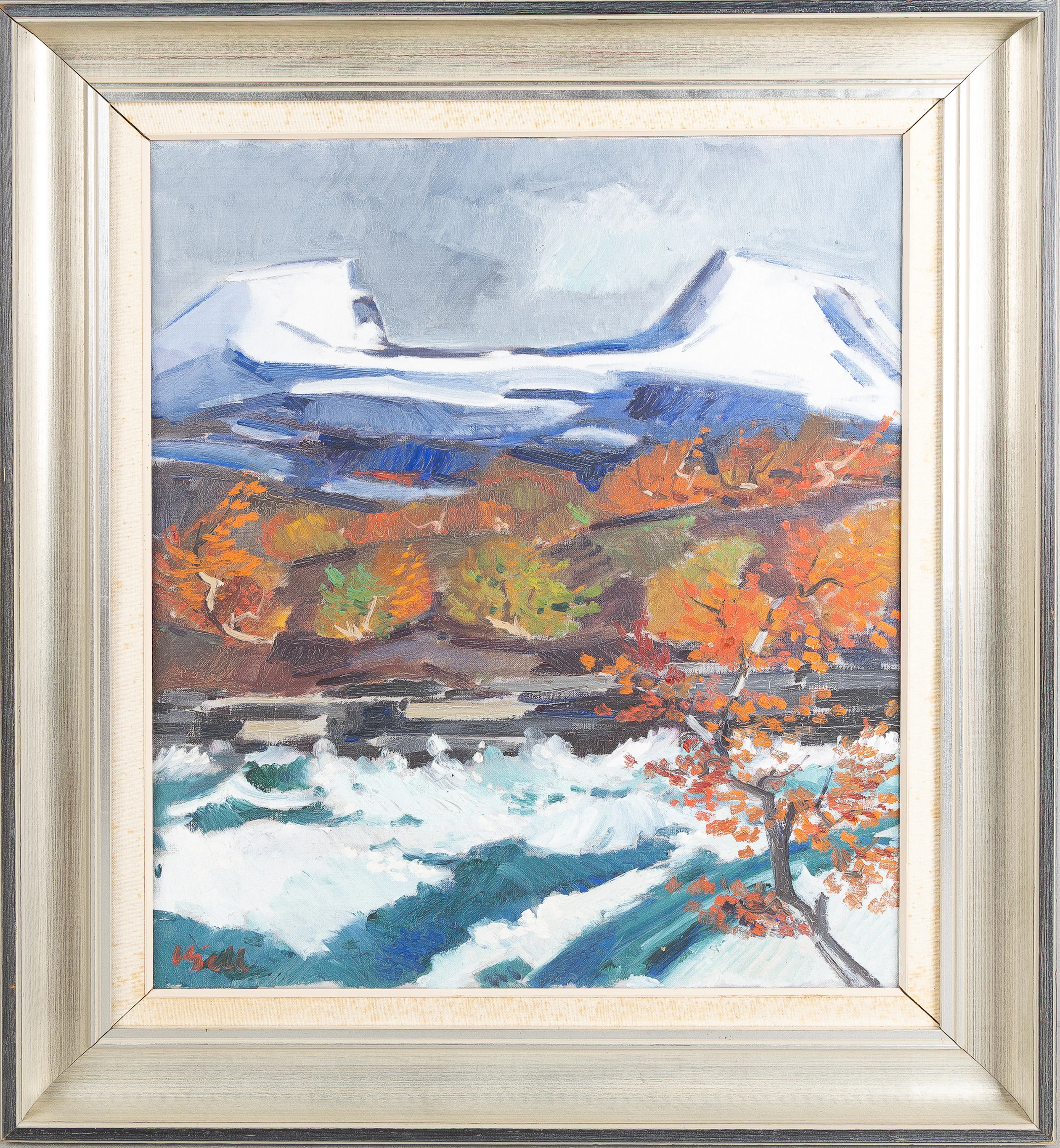 KJELL LEANDER ENGSTRÖM. Olja på pannå, "Lapporten", signerad.