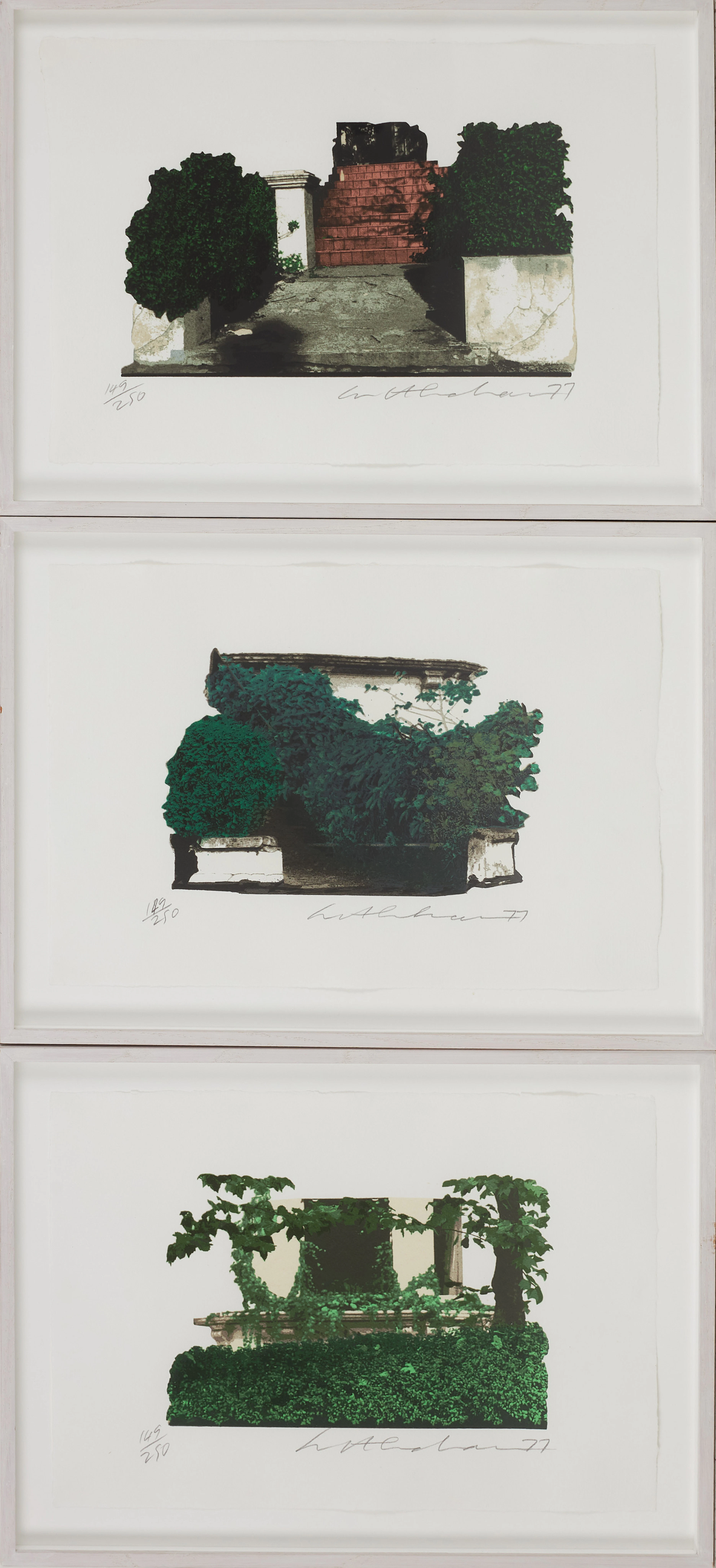 IVOR ABRAHAMS. 3 st, motiv ur "Queens Garden", screentryck, signerade