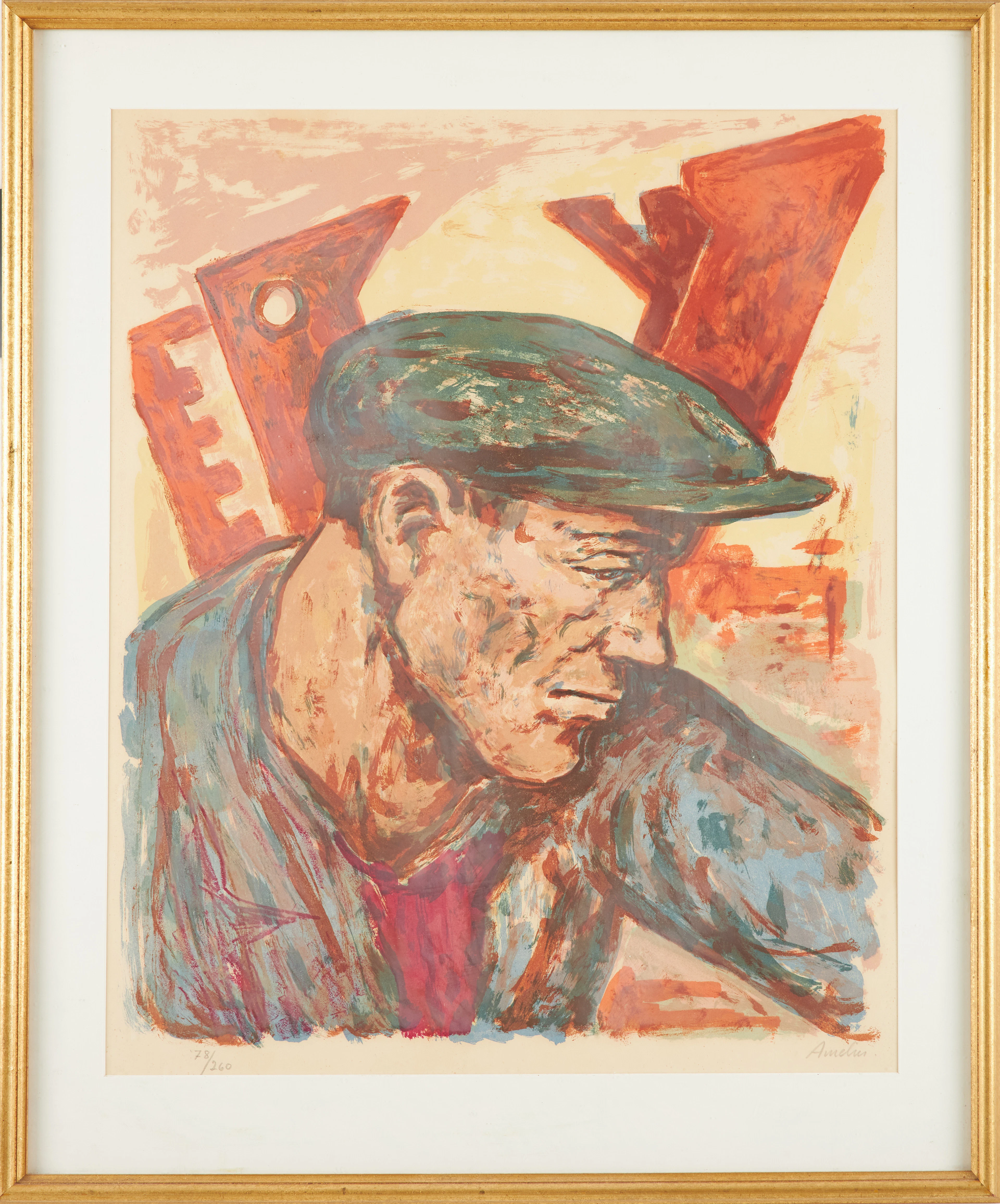 ALBIN AMELIN. Arbetare, litografi, signerad och numrerad 78/260.