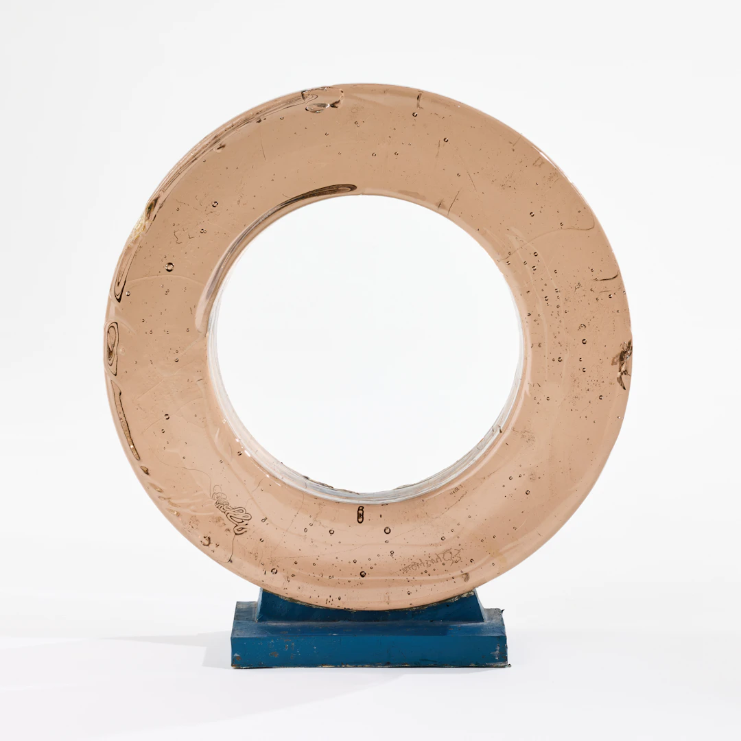 EDVIN ÖHRSTRÖM. "Ringen", skulptur, Lindshammars glasbruk, gjuten