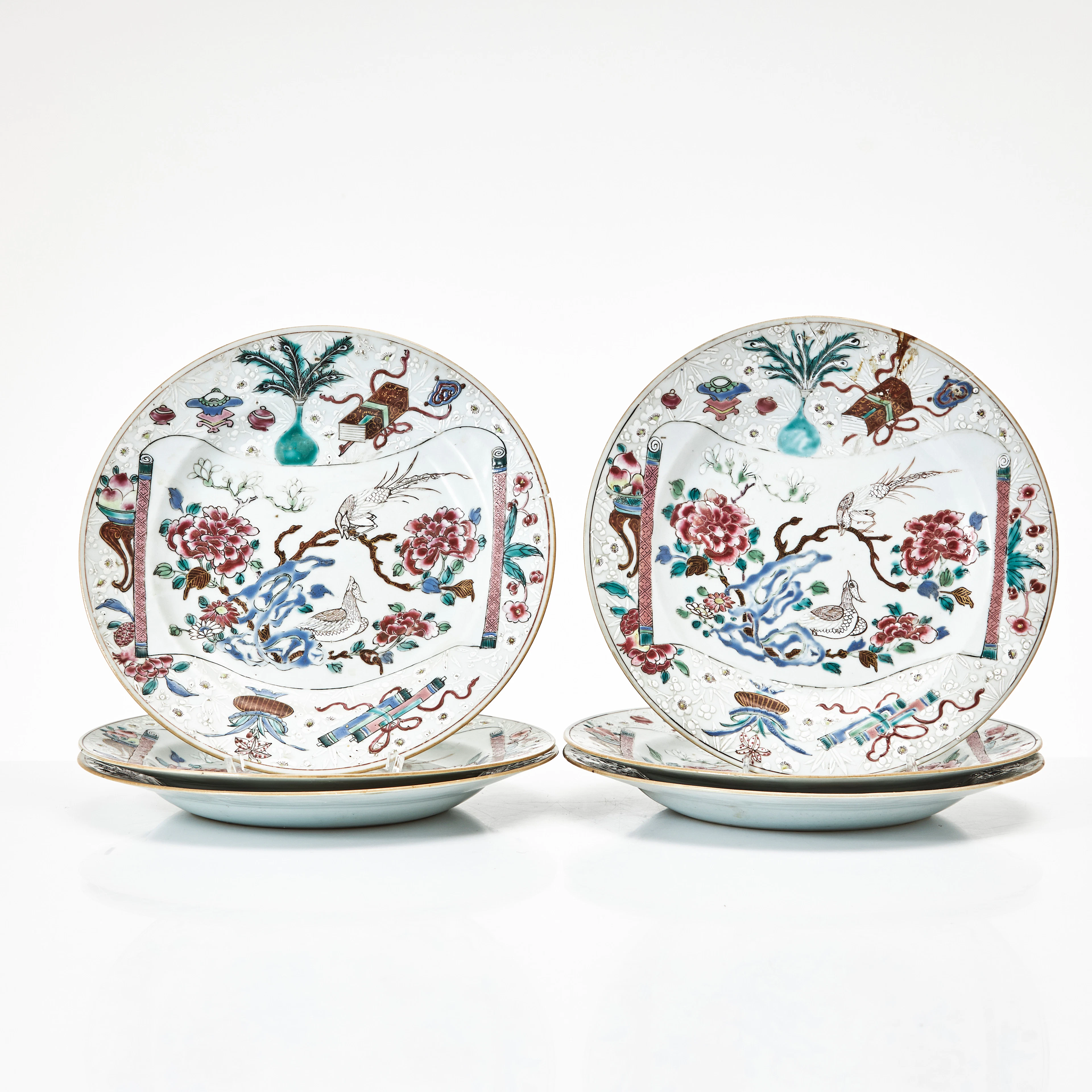 TALLRIKAR, 6 st., porslin, Kina, Yongzheng (1723-1735), famille rose