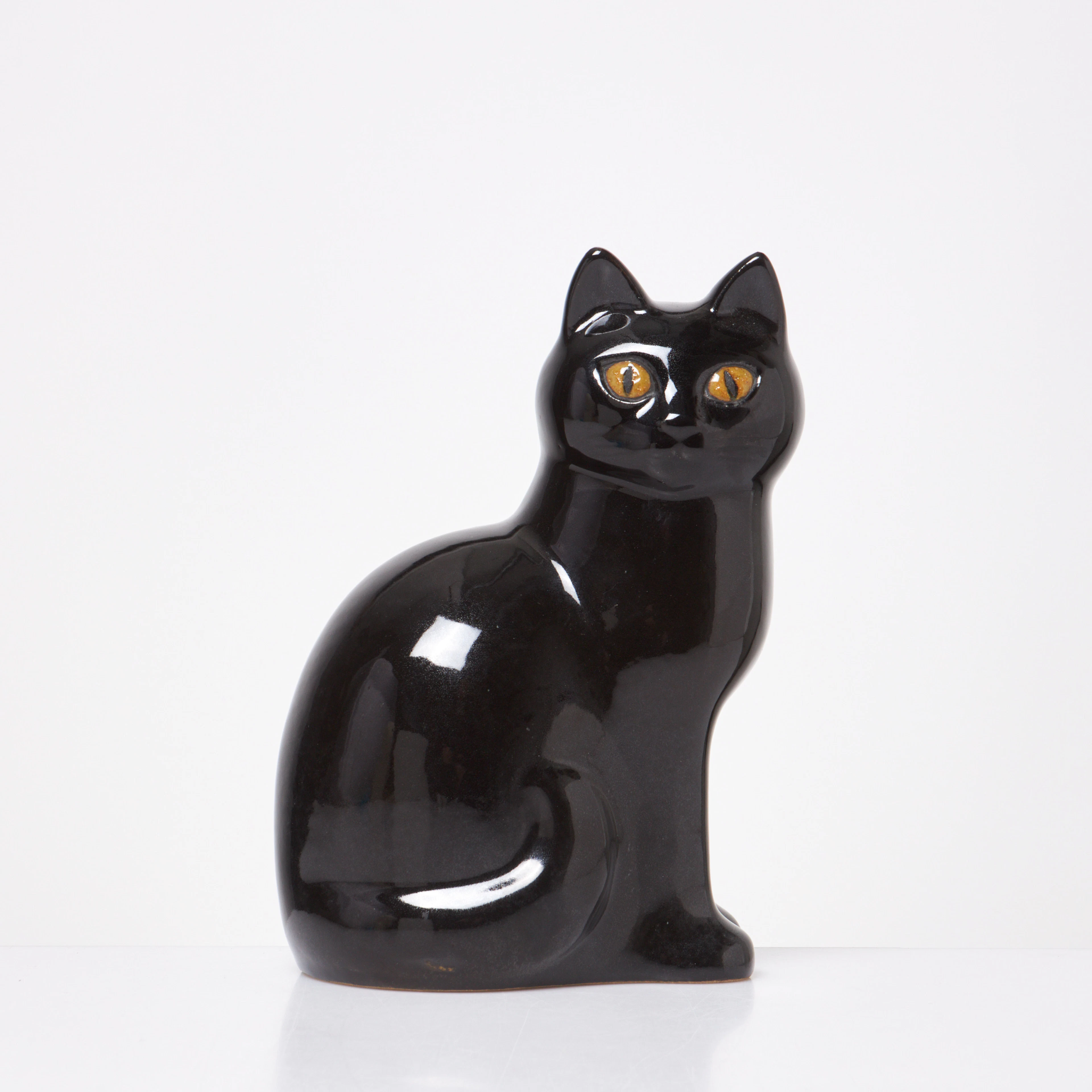 LISA LARSON. Figurin, Katt, glaserat stengods, Gustavsberg.