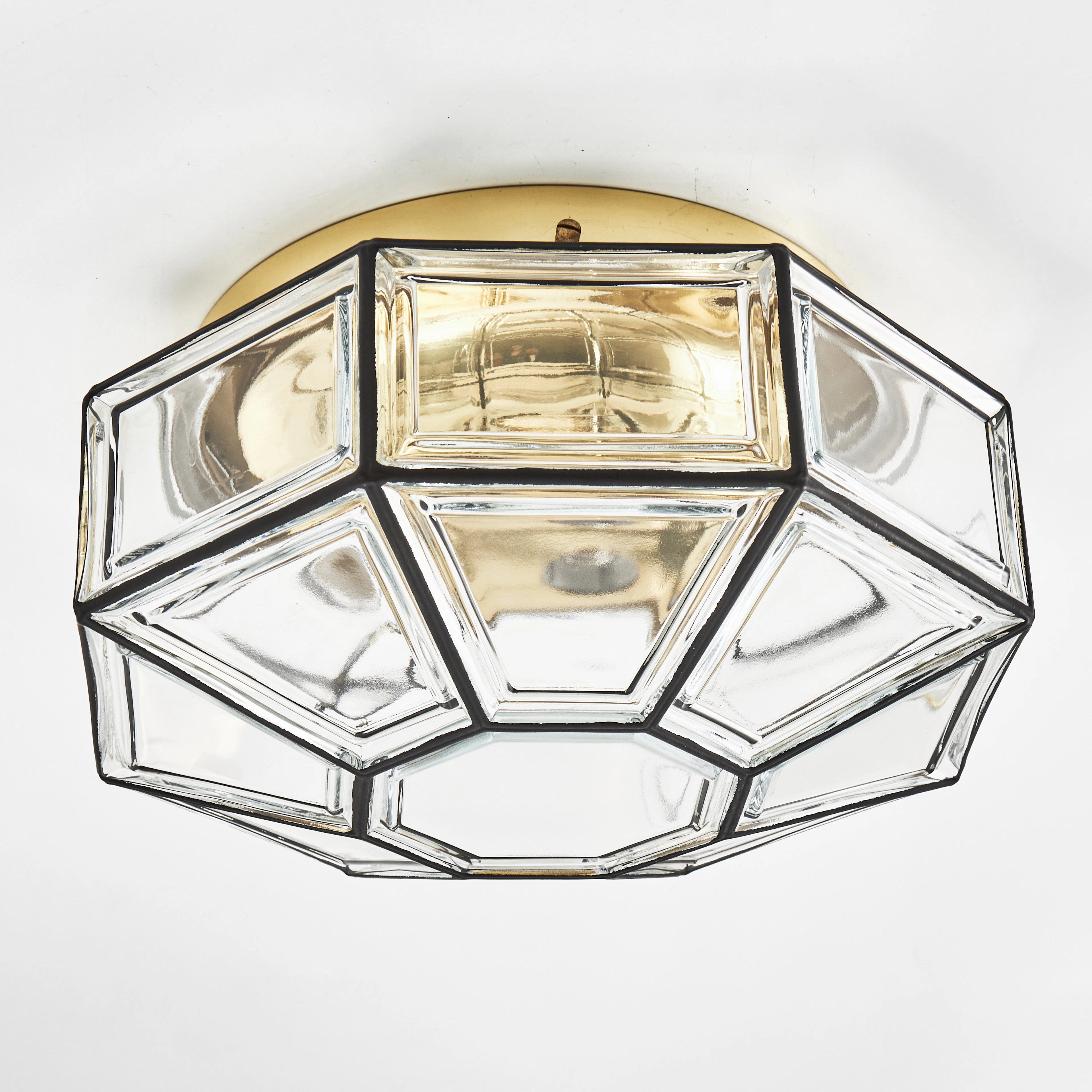 TAKLAMPA, Hollywood Regency, 1970/80-tal, glas, mässing, Glashütte Limburg.