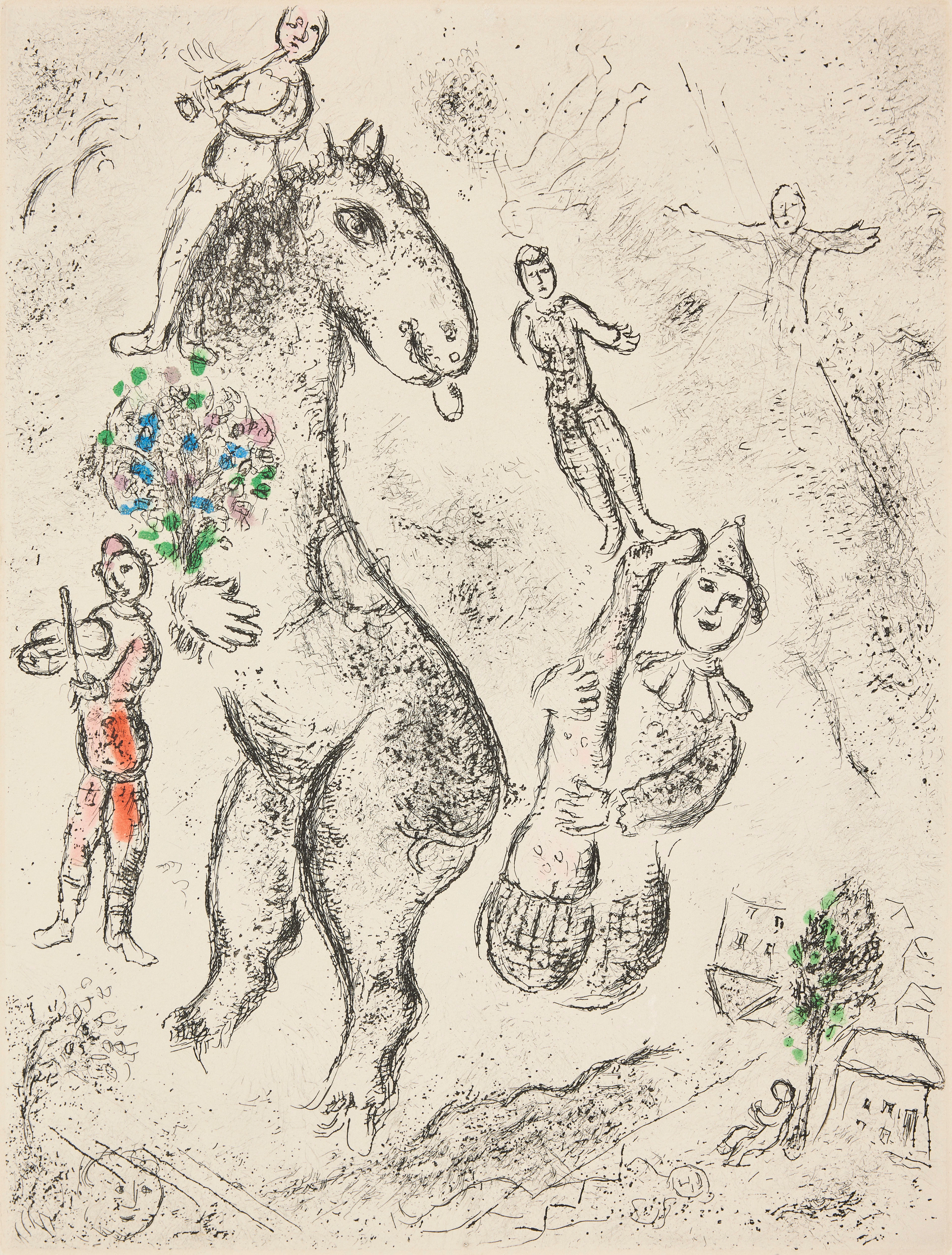 MARC CHAGALL. "Cheval, Violiniste et Clown".