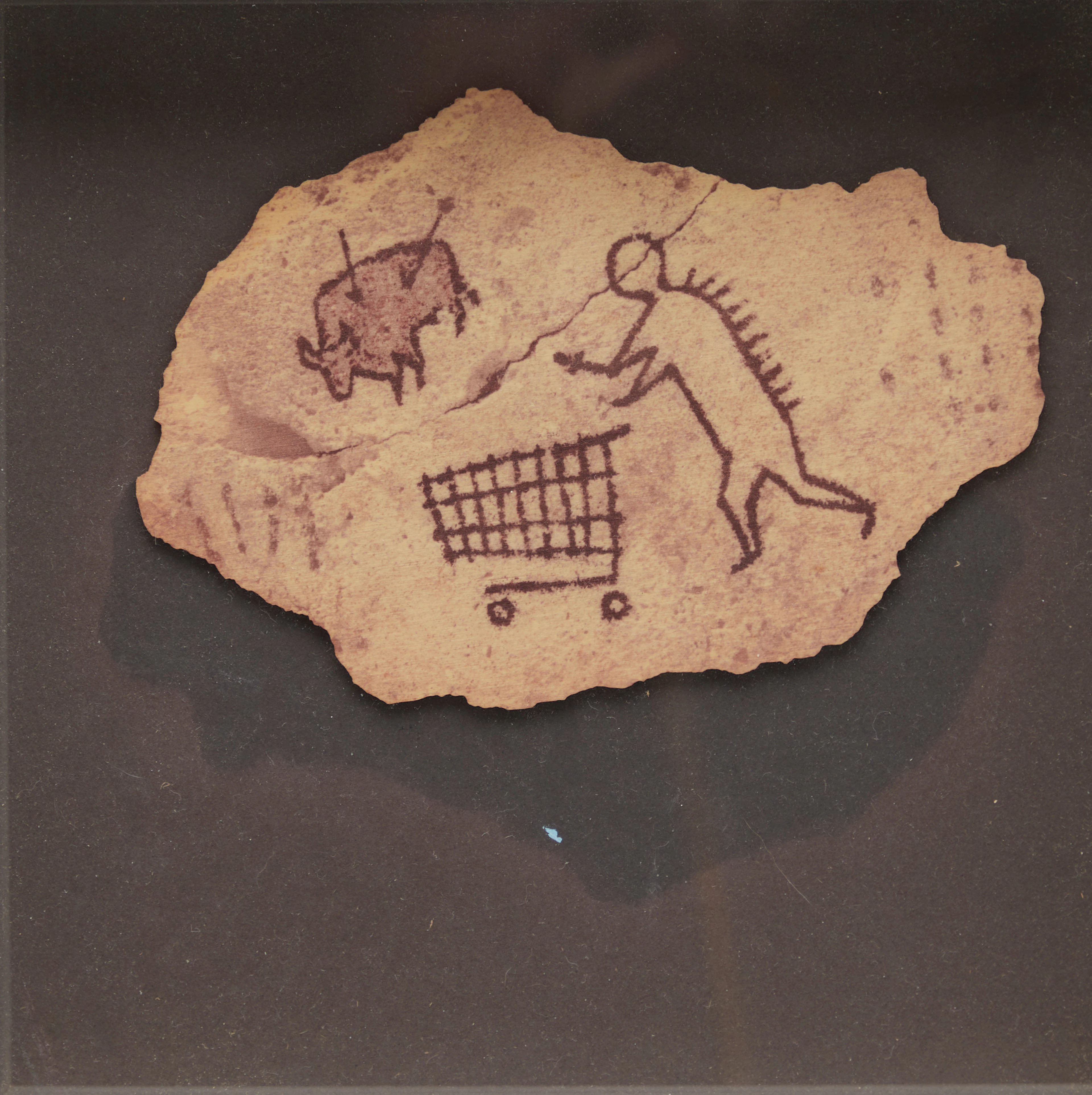 BANKSY (1974). Peckham Rock, wooden postcard, replica 2005, London.