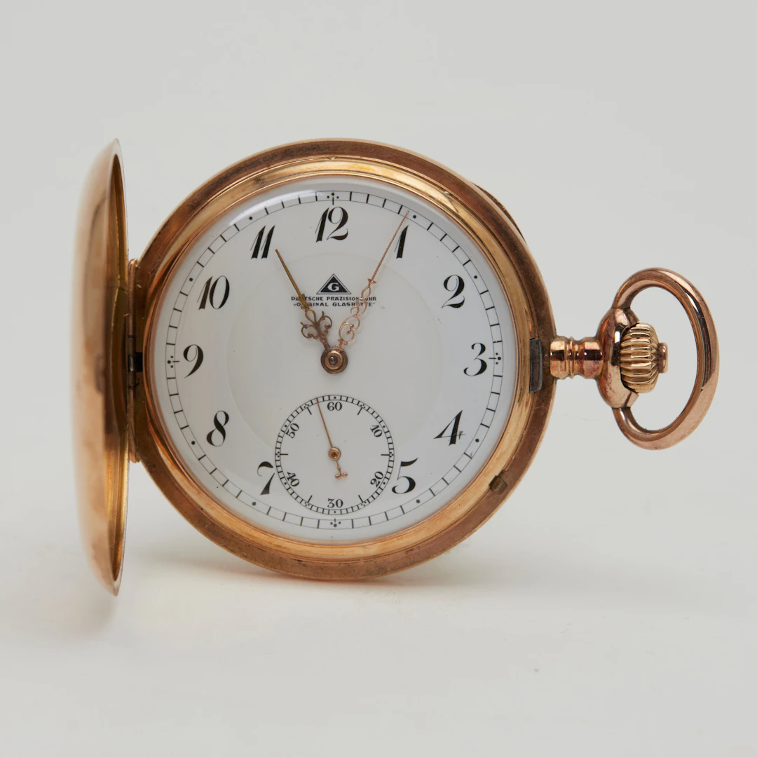 DPUG GLASHÜTTE. Savonnette-Taschenuhr, 585er Roségold, um 1922, Deutschland.