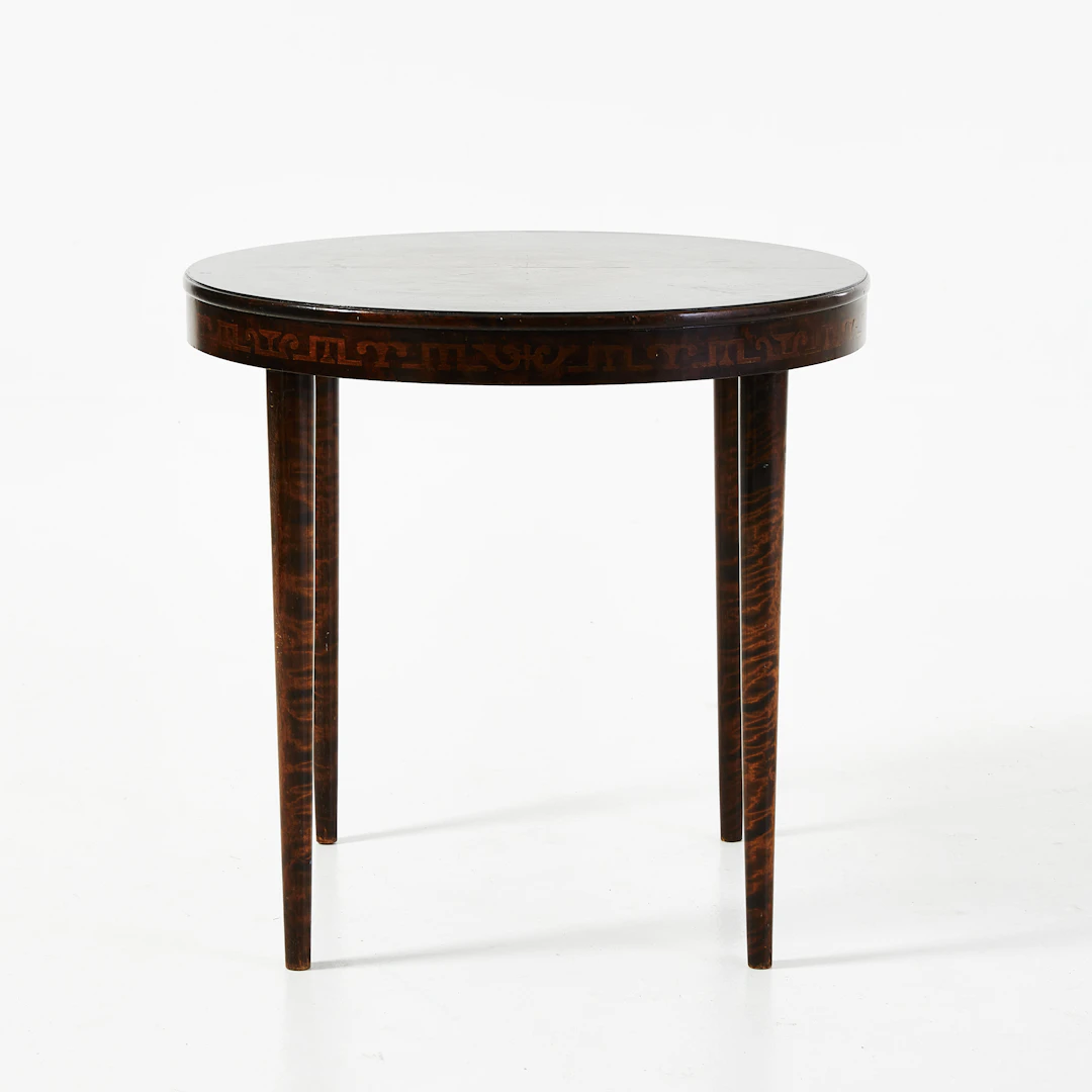 BORD, art deco, 1900-talets början, fanerad i infärgad björk, intarisadekor.