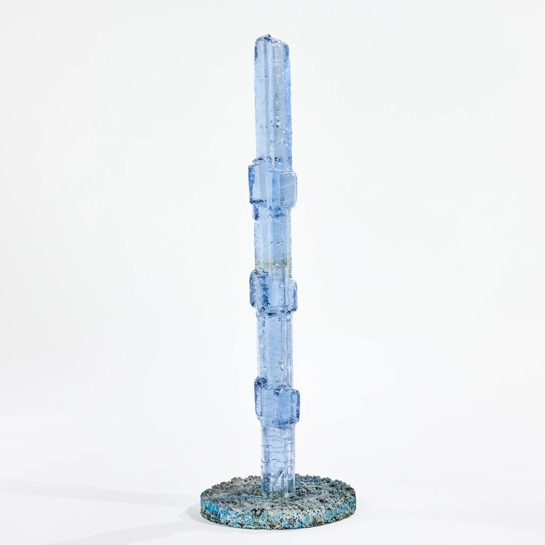EDVIN ÖHRSTRÖM. "Glasobelisk", skulptur, Lindshammars glasbruk, gjuten